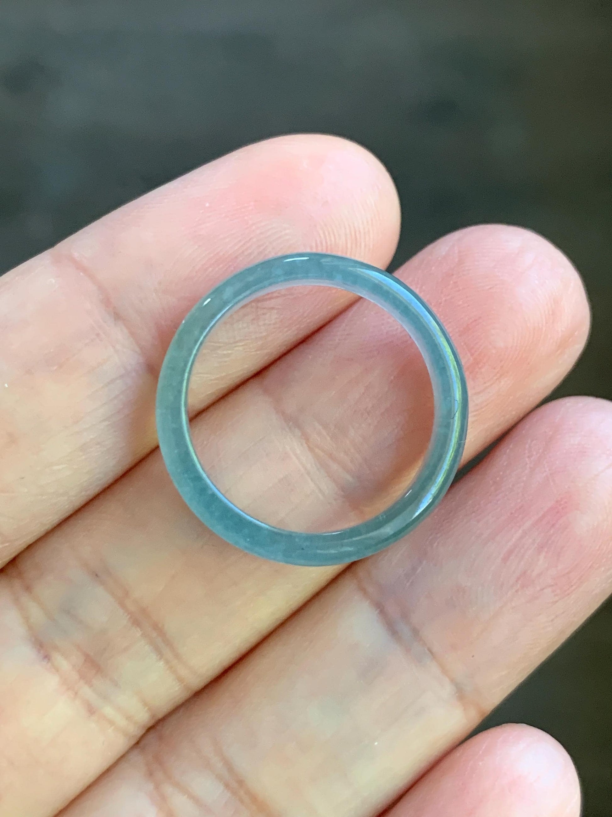 Natural Guatemalan Icy Highly Translucent Light Blue Jadeite Band Ring Size 6.5 天然冰危起冰起光浅蓝翡翠戒圈 XDL55C