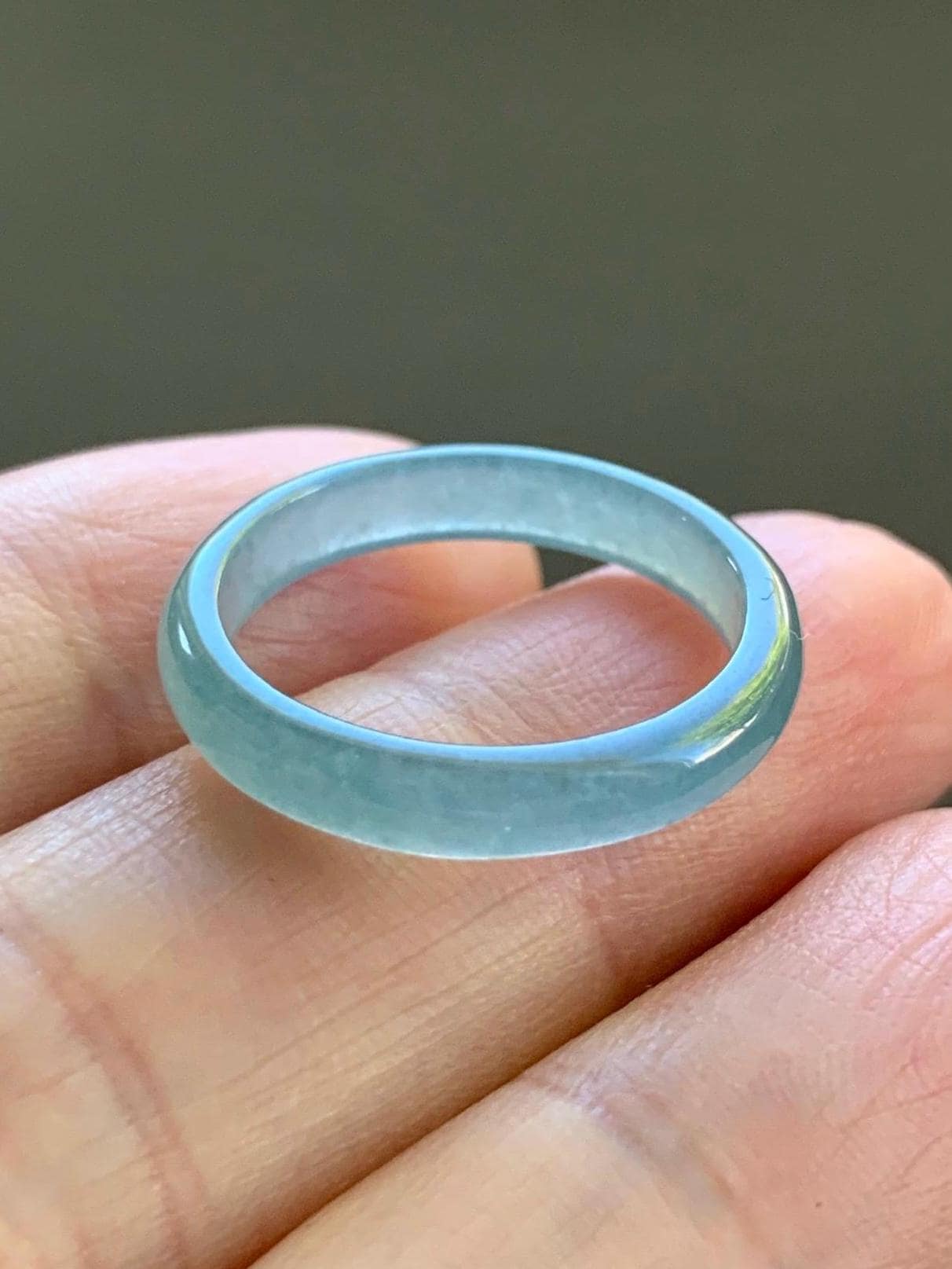 Natural Guatemalan Icy Highly Translucent Light Blue Jadeite Band Ring Size 6.5 天然冰危起冰起光浅蓝翡翠戒圈 XDL55C
