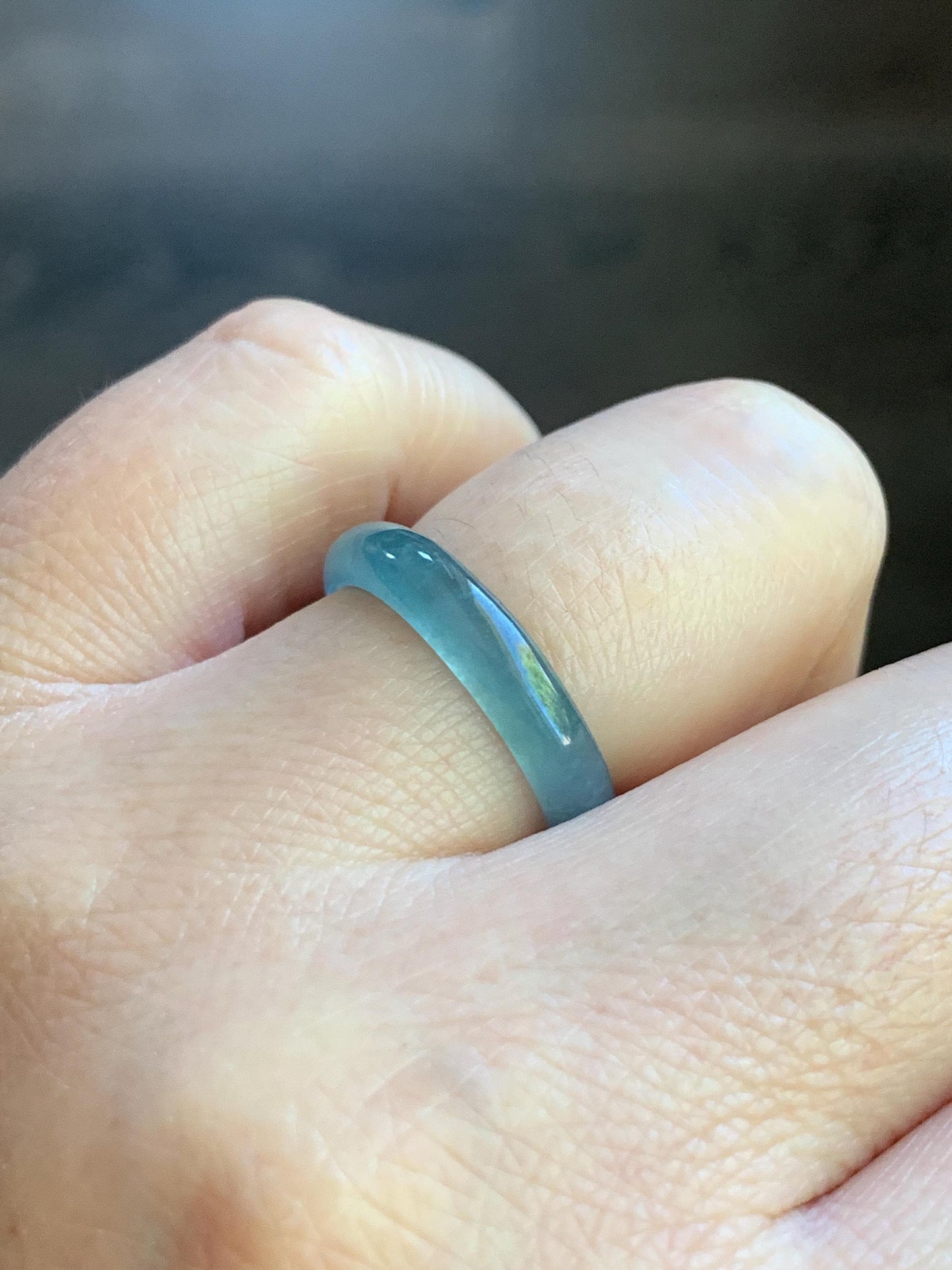 Natural Guatemalan Icy Highly Translucent Light Blue Jadeite Band Ring Size 6.5 天然冰危起冰起光浅蓝翡翠戒圈 XDL55B