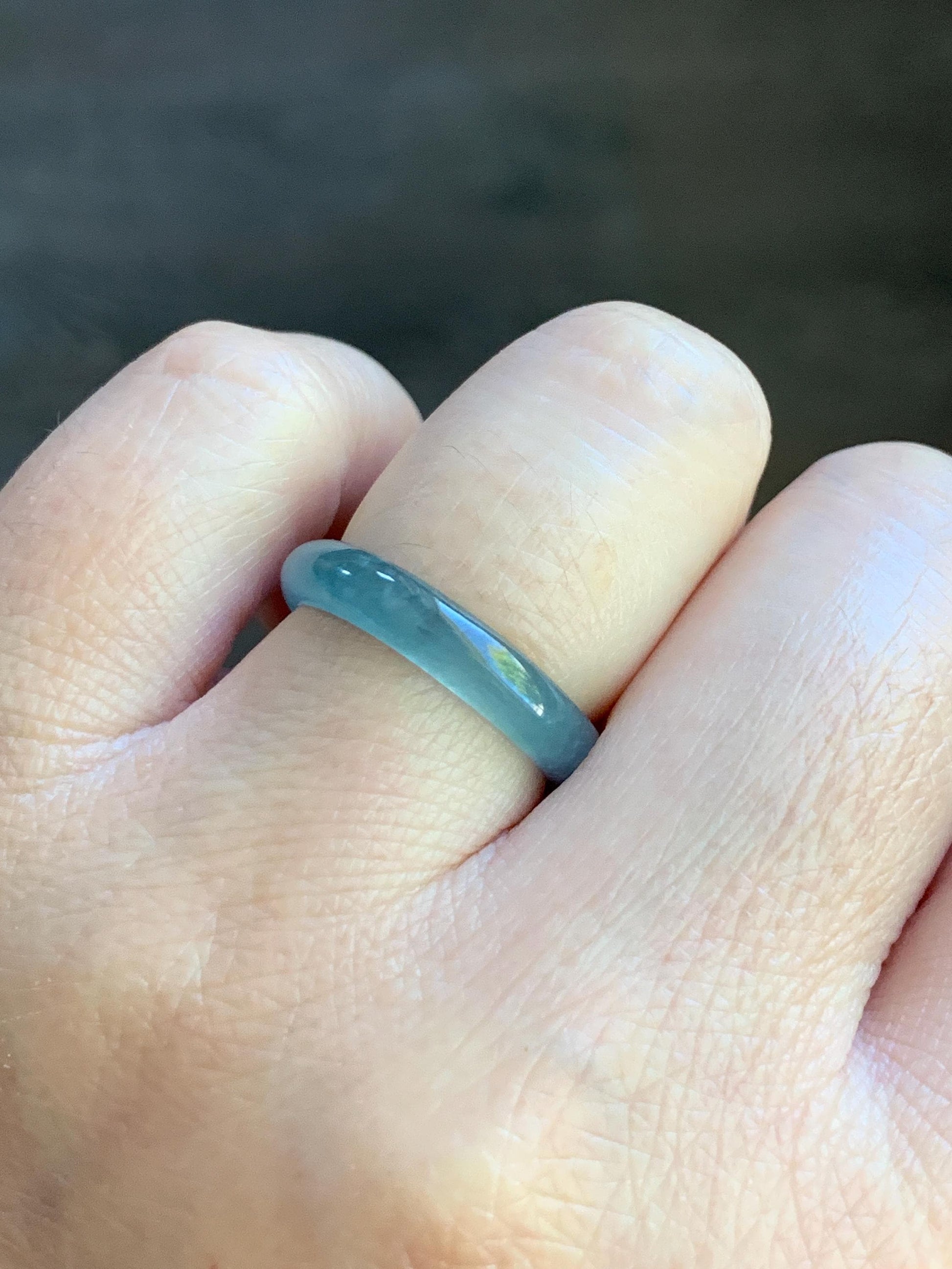 Natural Guatemalan Icy Highly Translucent Light Blue Jadeite Band Ring Size 6.5 天然冰危起冰起光浅蓝翡翠戒圈 XDL55B