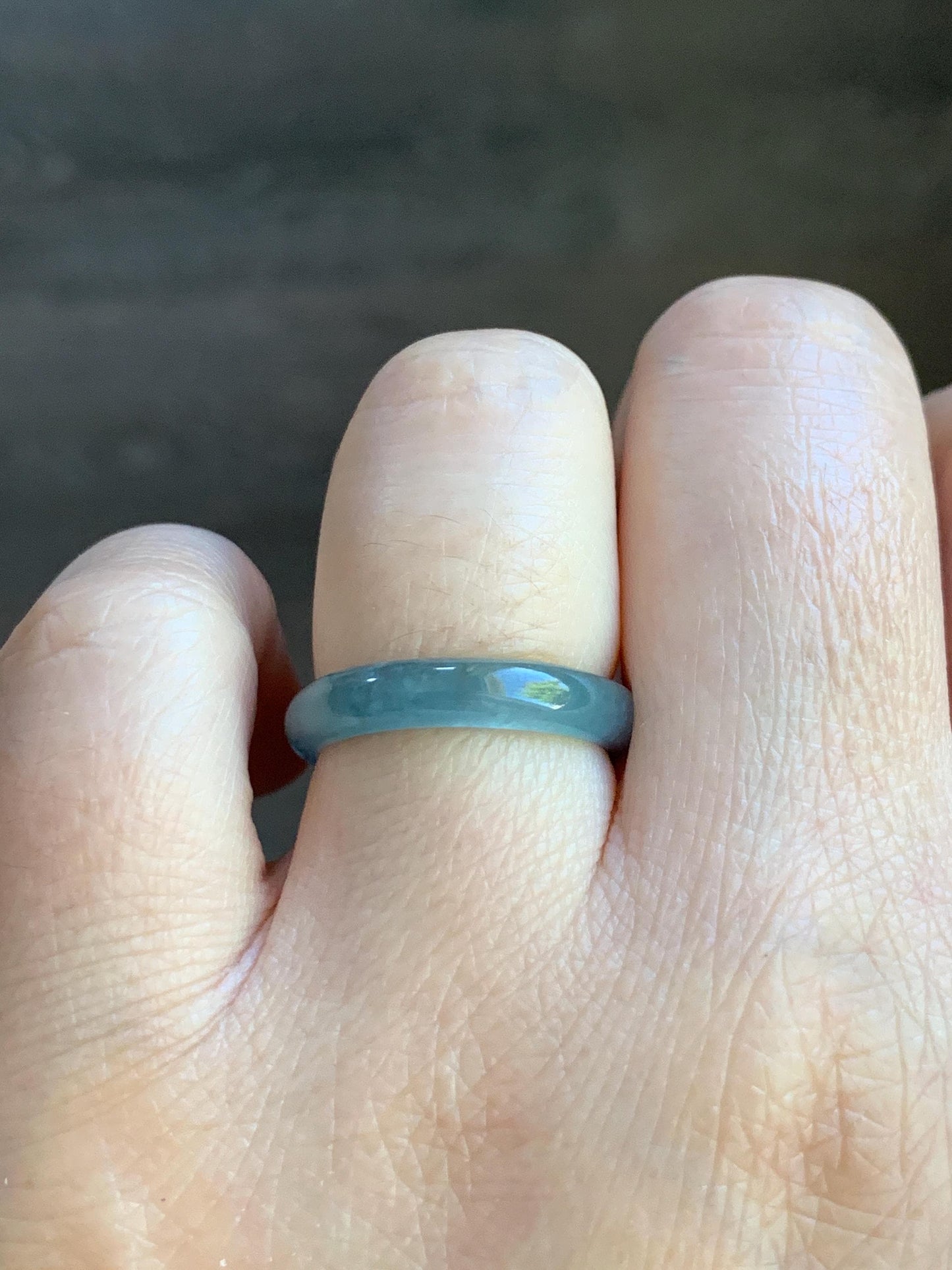 Natural Guatemalan Icy Highly Translucent Light Blue Jadeite Band Ring Size 6.5 天然冰危起冰起光浅蓝翡翠戒圈 XDL55B