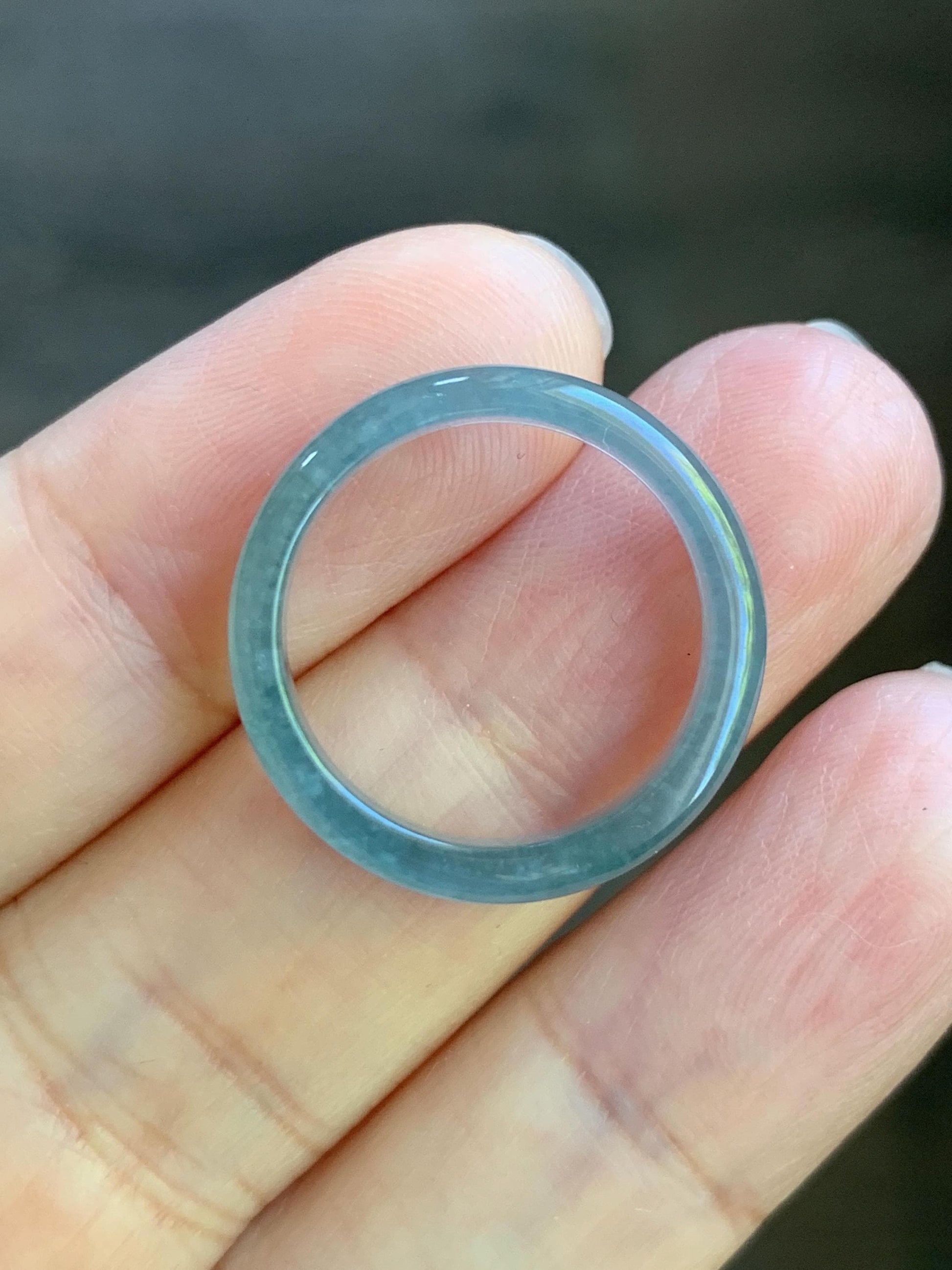 Natural Guatemalan Icy Highly Translucent Light Blue Jadeite Band Ring Size 6.5 天然冰危起冰起光浅蓝翡翠戒圈 XDL55B