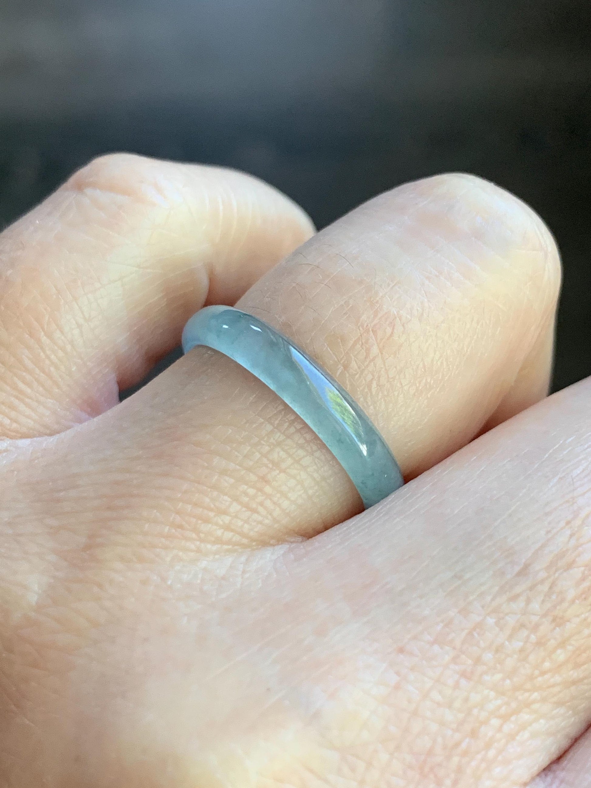 Natural Guatemalan Icy Highly Translucent Light Blue Jadeite Band Ring Size 8 天然冰危起冰起光浅蓝翡翠戒圈 XDL55A