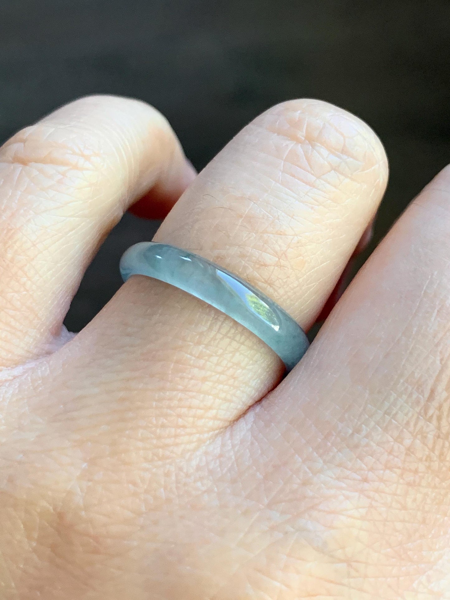 Natural Guatemalan Icy Highly Translucent Light Blue Jadeite Band Ring Size 8 天然冰危起冰起光浅蓝翡翠戒圈 XDL55A