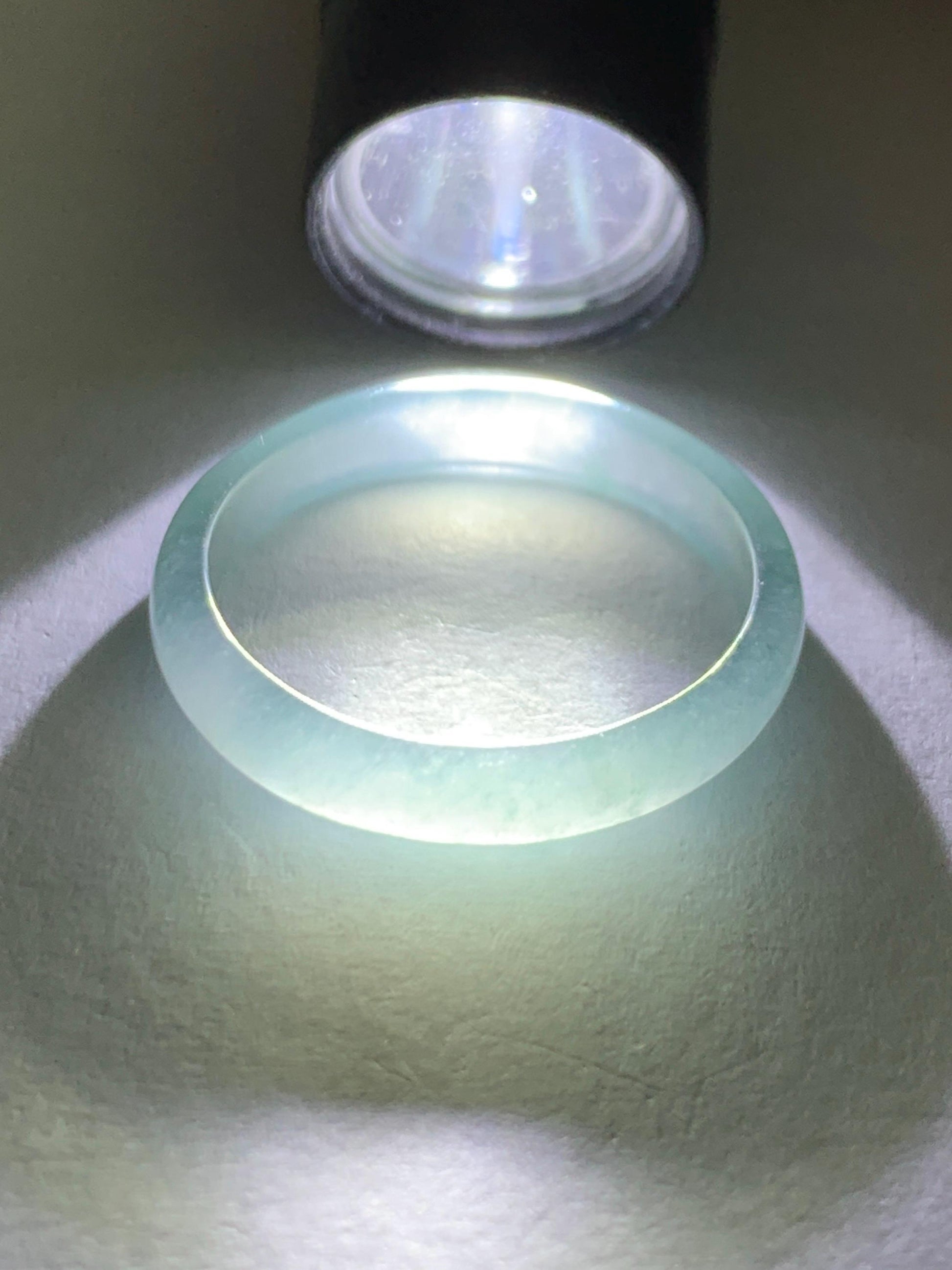 Natural Guatemalan Icy Highly Translucent Light Blue Jadeite Band Ring Size 8 天然冰危起冰起光浅蓝翡翠戒圈 XDL55A