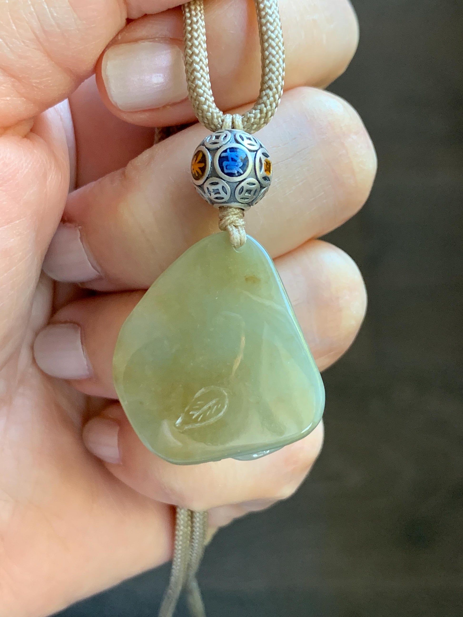 Certified Natural Burmese Icy Translucent Bicolored Jadeite Double Goldfish Pendant Rope Necklace 26” Sterling Silver 天然缅甸冰胶冰糖黄加蓝翡翠双鱼吊坠 6919