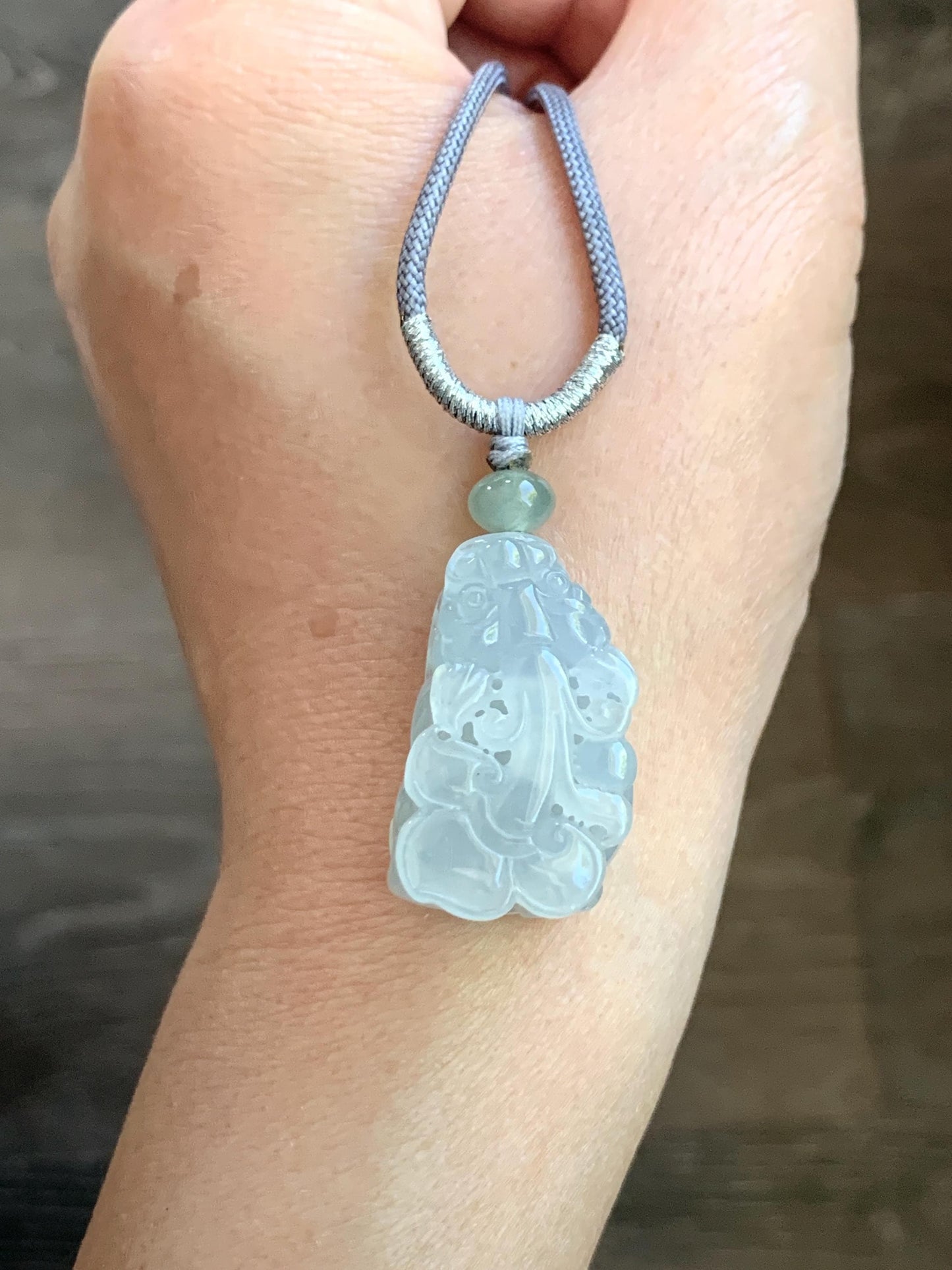 Certified Natural Burmese Premium Icy Translucent Gelatinous Light Blue Jadeite Pixiu Pendant Necklace Sterling Silver 天然缅甸老种冰胶淡蓝翡翠貔貅吊坠 6926