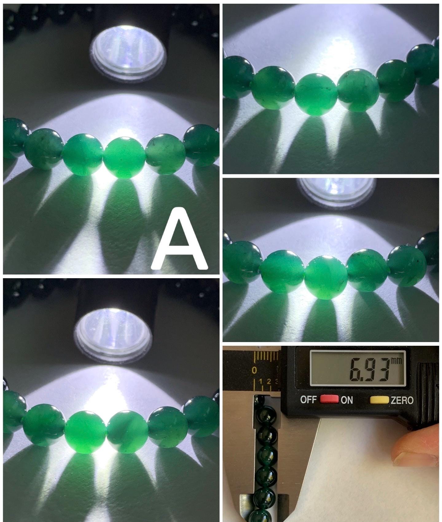 Natural Guatemalan Icy Translucent Gelatinous Dark Teal Green or Teal Blue Jadeite Beaded Bracelet 6.9mm 7” 15g 天然老种冰胶危湖水蓝绿翡翠手串 KQW517