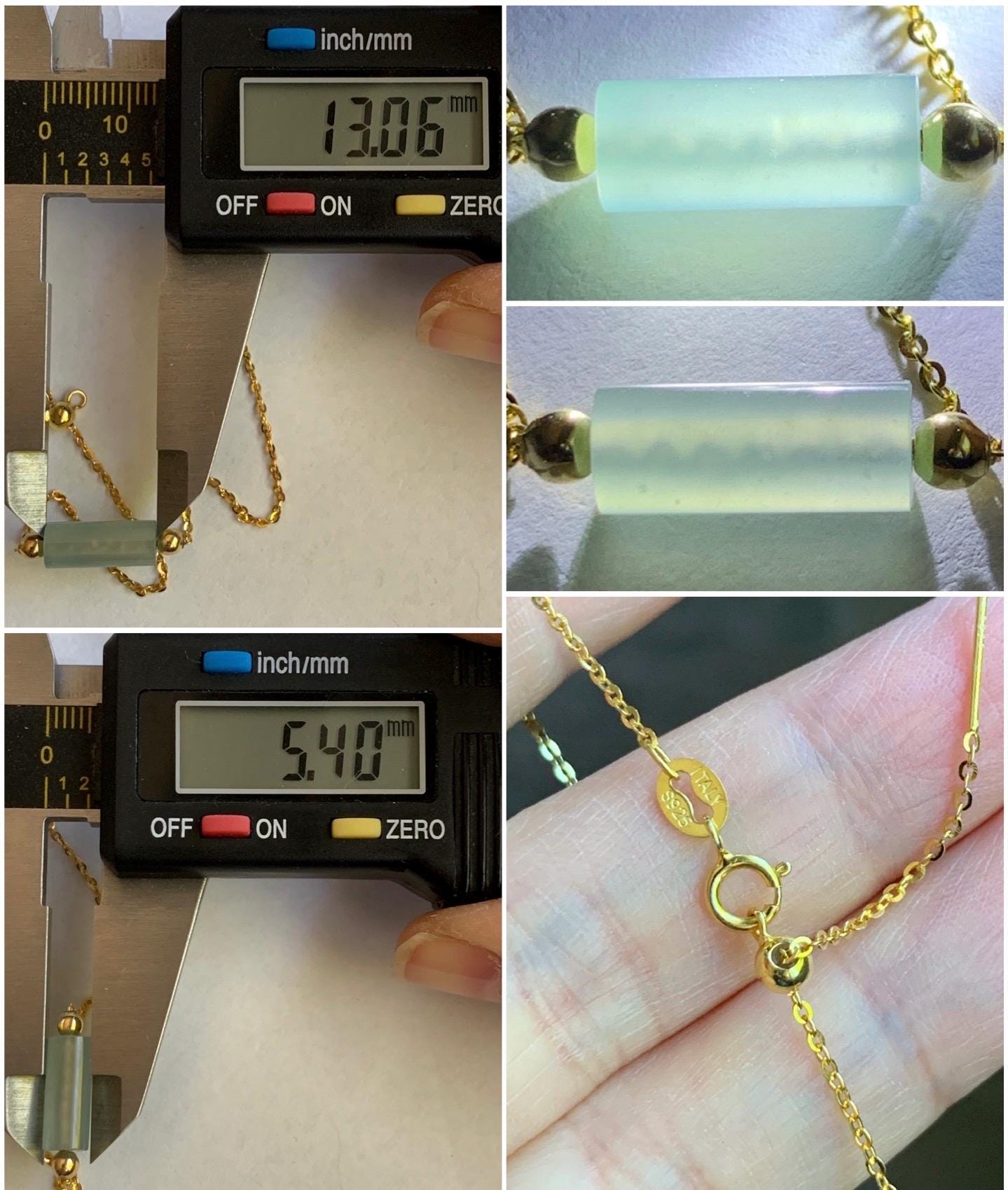 Natural Guatemalan Icy Highly Translucent Light Blue Jadeite Cylinder Bead Chain Bracelet Sterling Silver Adjustable 天然危料起冰起光淡蓝翡翠冰柱针式银手链