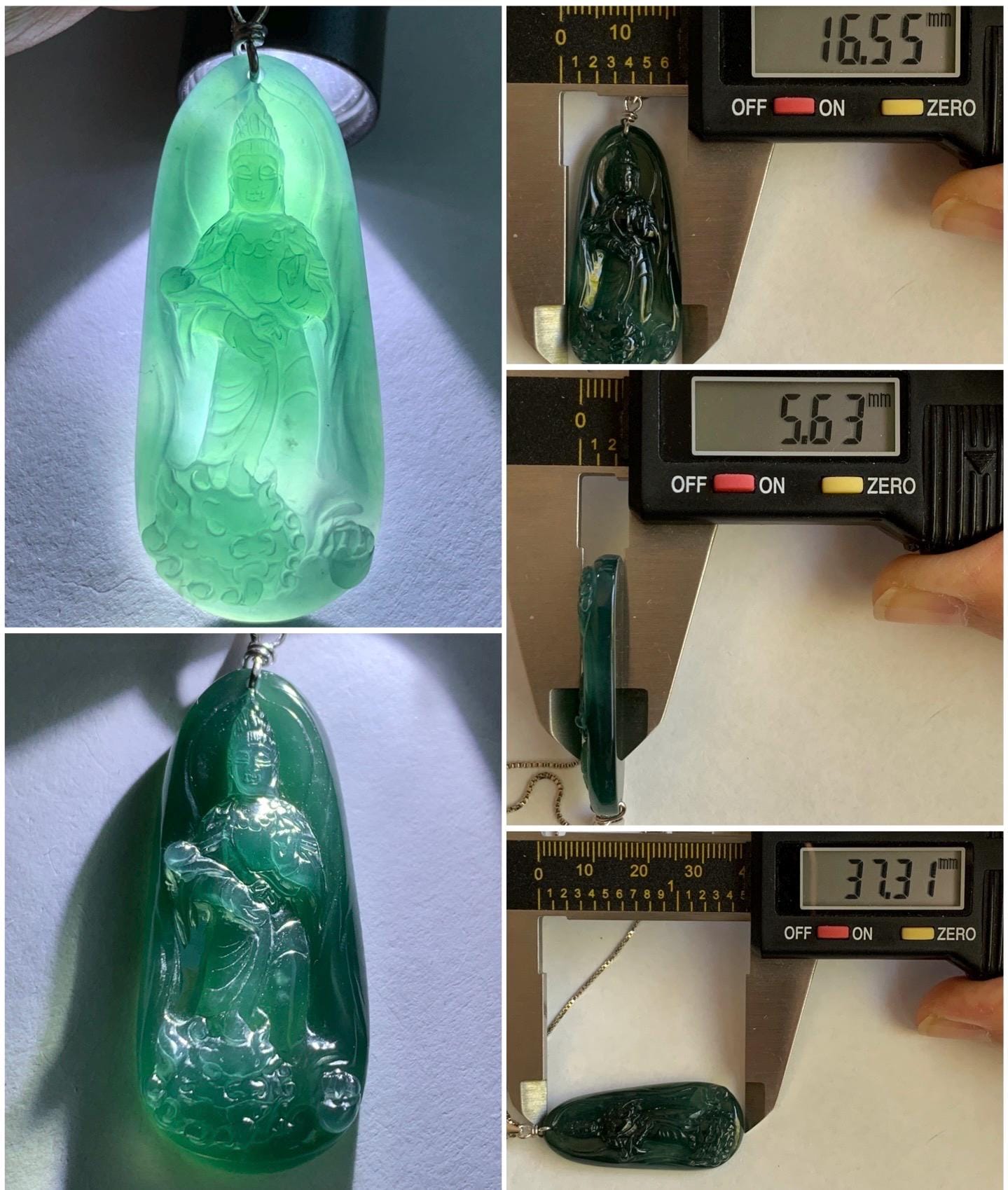 Natural Guatemalan Icy Translucent Gelatinous Deep Blue Jadeite Wen Shu Manjushri Bodhisattva Pendant Sterling Silver 天然冰胶危深蓝翡翠文殊菩萨吊坠 A