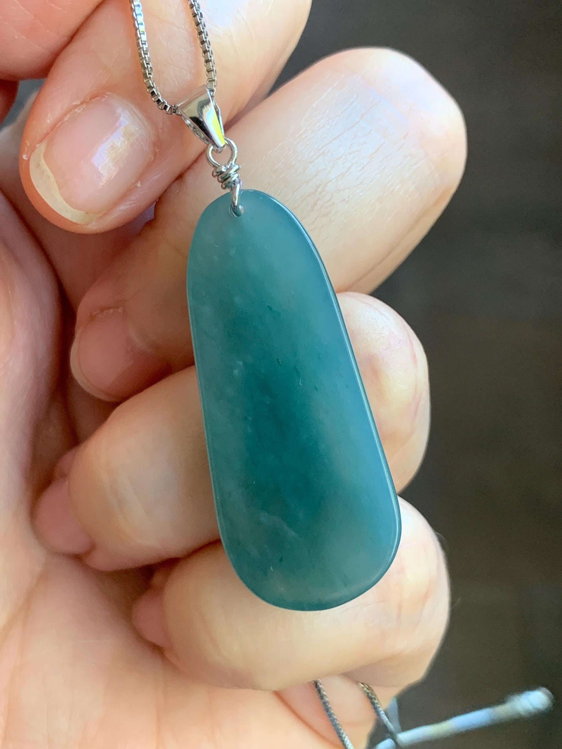 Natural Guatemalan Icy Translucent Gelatinous Teal Blue Jadeite Wen Shu Manjushri Bodhisattva Pendant Sterling Silver 天然冰胶危蓝绿翡翠文殊菩萨吊坠 B