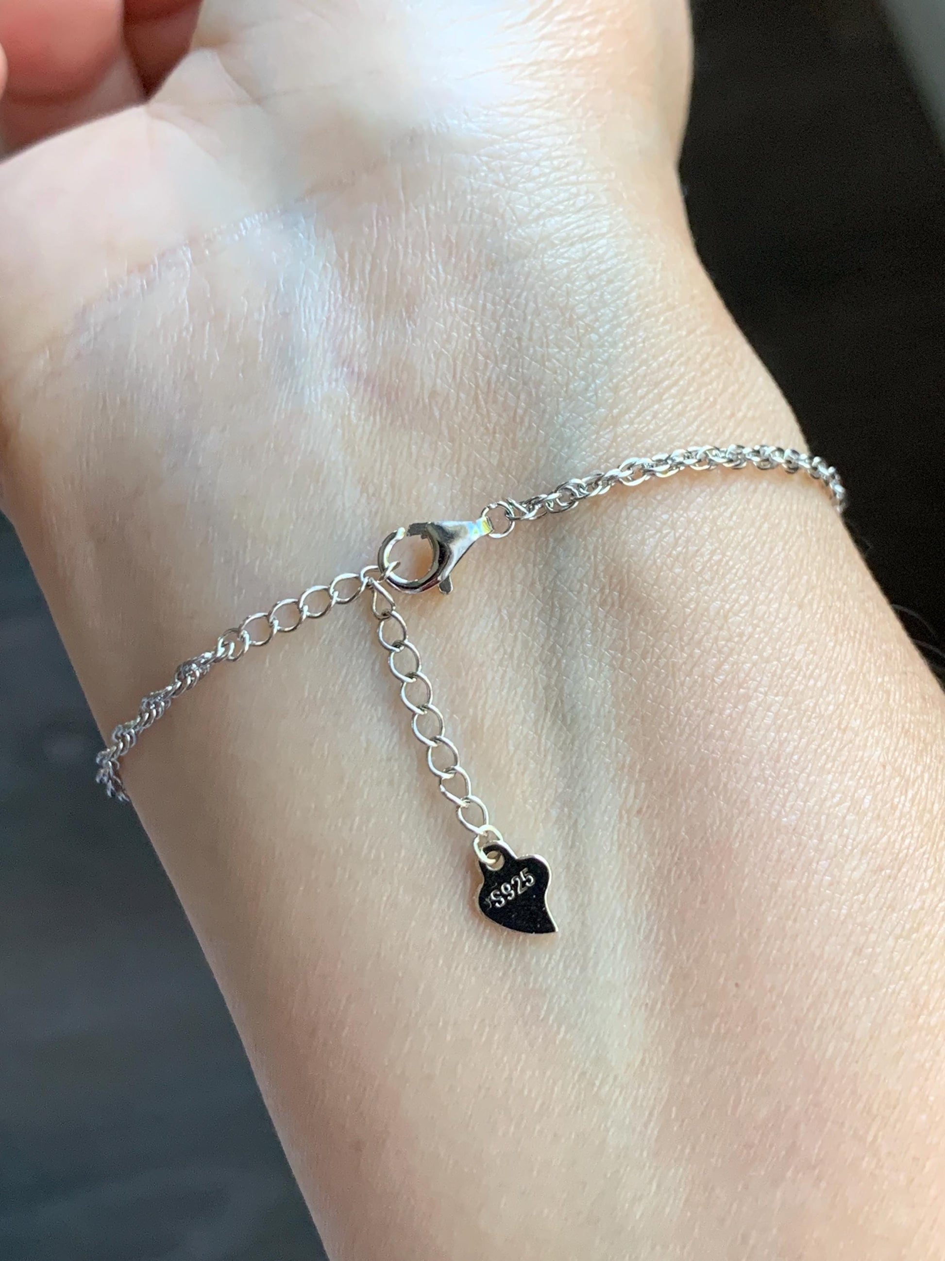 Natural Guatemalan Grade A Icy Highly Translucent Light Blue Jadeite Chain Bracelet Sterling Silver 6.25" -7.25” Adjustable 天然冰危淡蓝起光翡翠银镶手链
