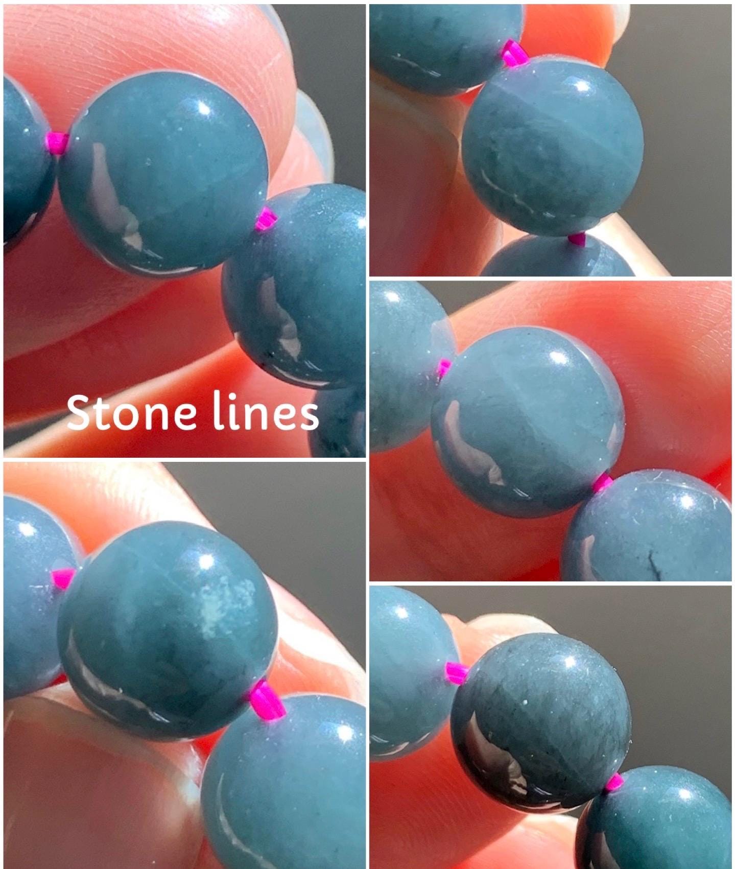 Natural Guatemalan Icy Translucent Gelatinous Dark Wuji Jadeite Round Beads Beaded Bracelet Stretchy 7.25” 9.8mm 32g 天然冰胶危乌鸡翡翠圆珠手串 A