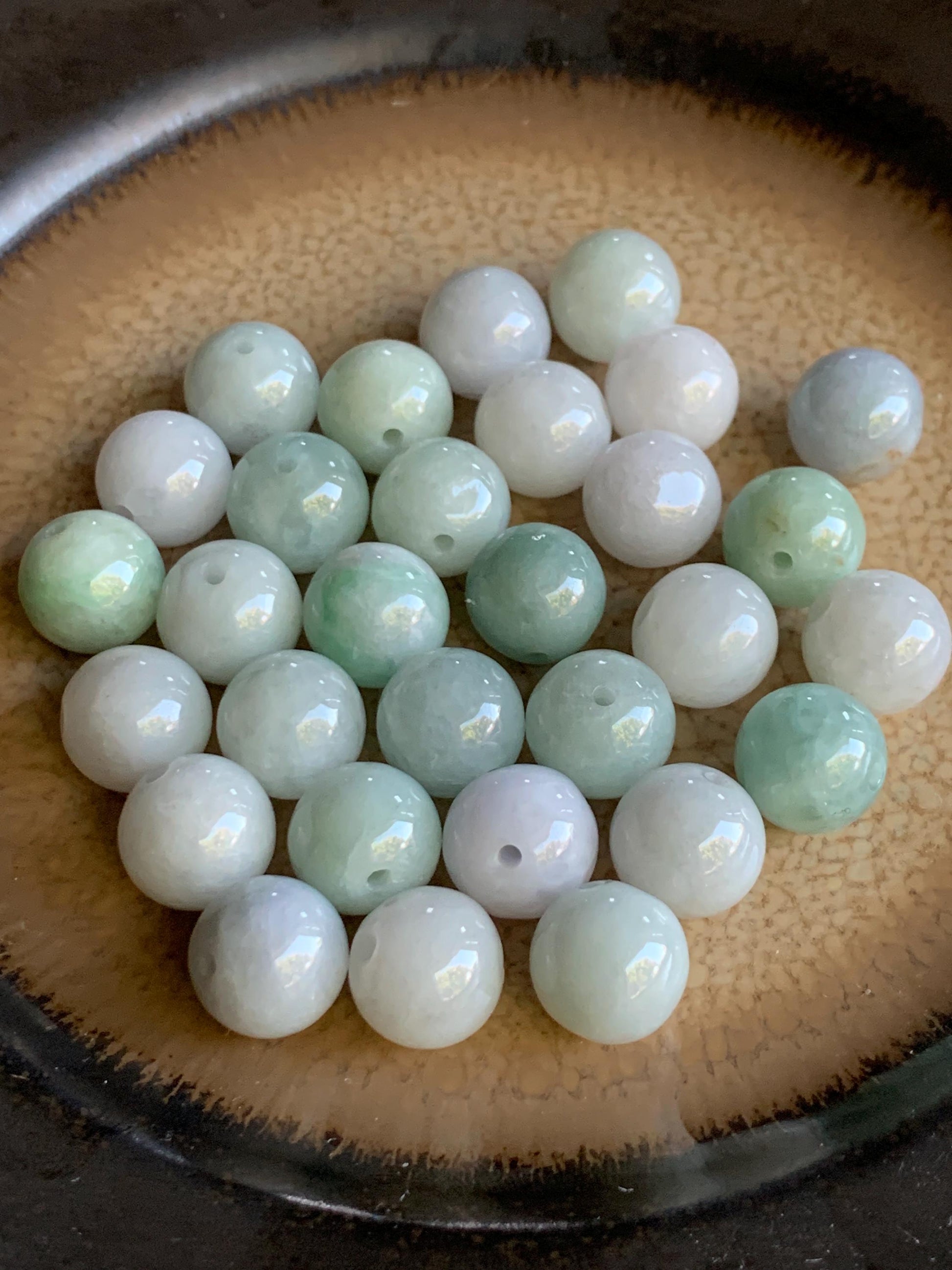 Natural Burmese Grade A Jadeite Loose Beads Translucent Multicolored 30 Large Beads 10mm+ 63g 天然缅甸糯冰多宝马卡龙色翡翠圆珠