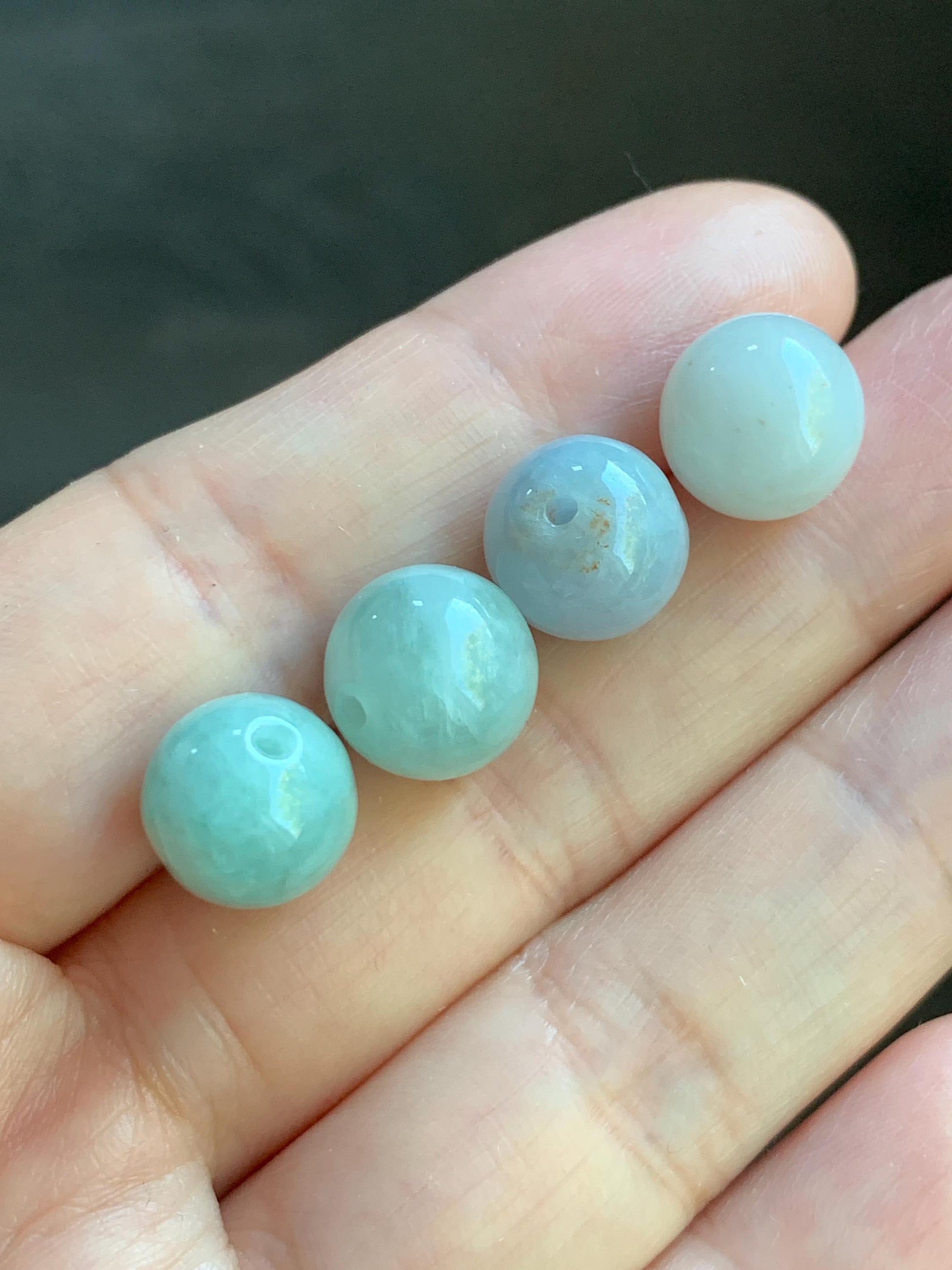 Natural Burmese Grade A Jadeite Loose Beads Translucent Multicolored 30 Large Beads 10mm+ 63g 天然缅甸糯冰多宝马卡龙色翡翠圆珠