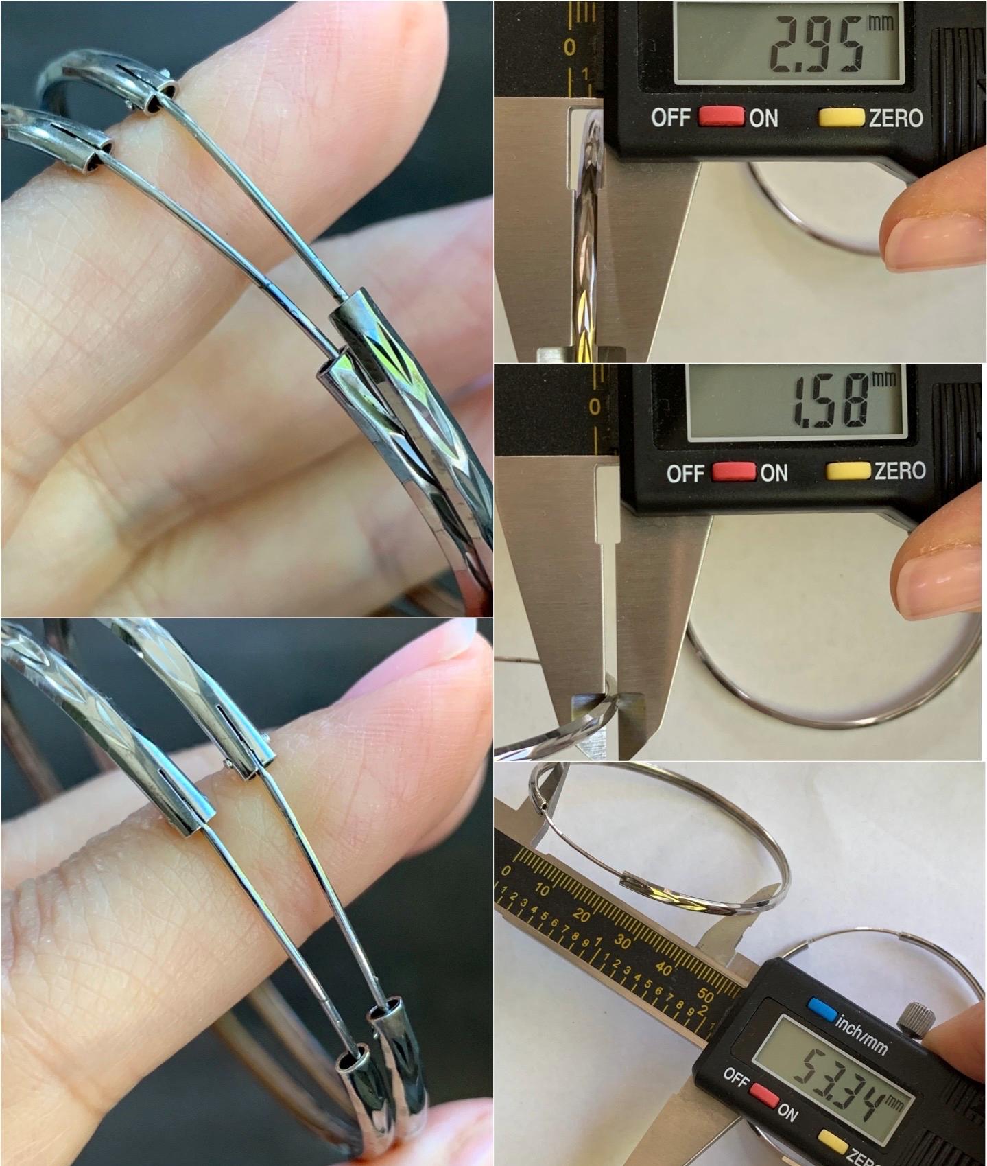 S925 Sterling Silver Faceted Large Hoop Earrings Light Weight 6 grams 925银切割面耳环