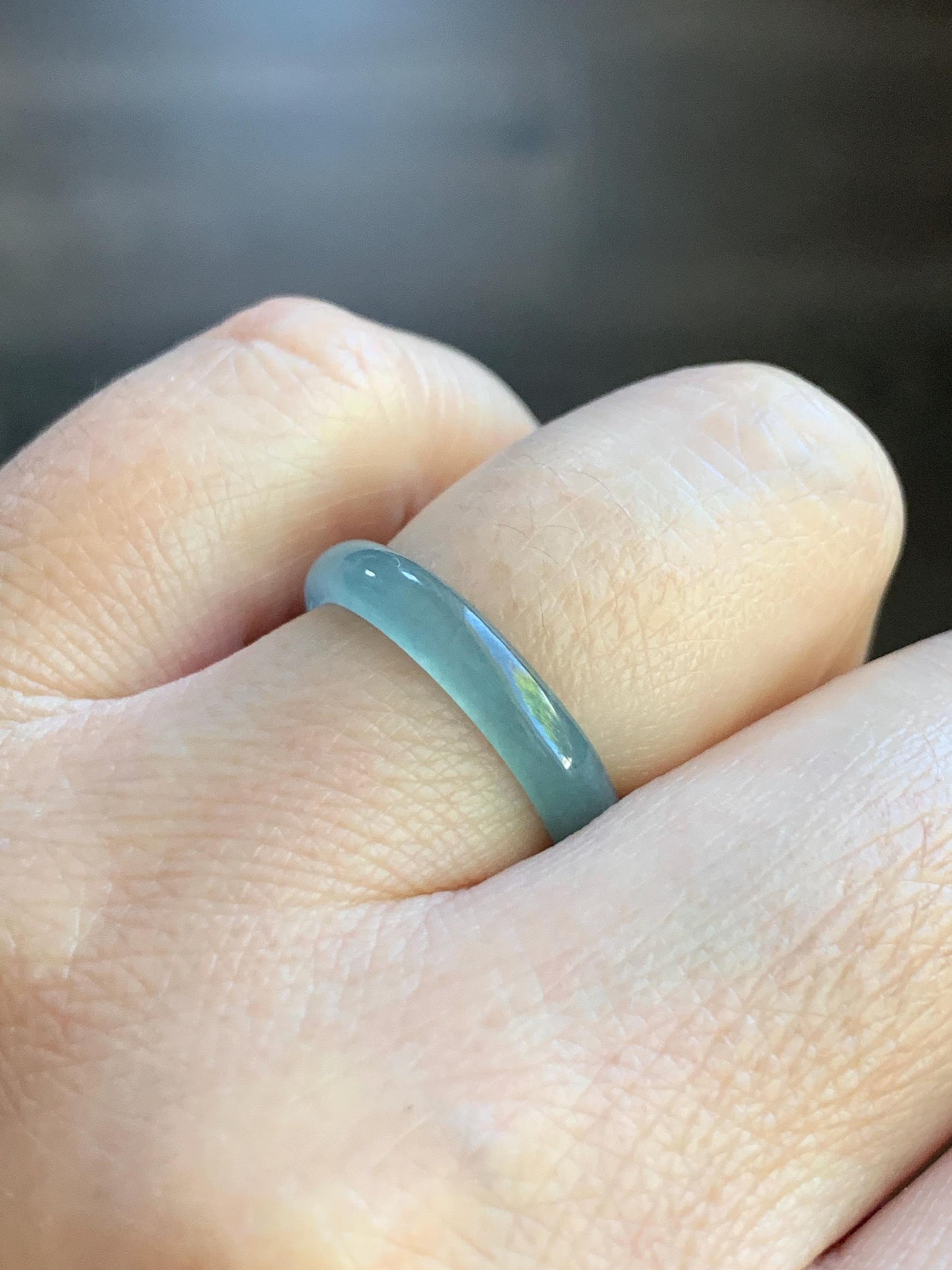 Natural Guatemalan Icy Highly Translucent Light Blue Jadeite Band Ring Size 6.5 天然冰危起冰起光浅蓝翡翠戒圈 XDL55C