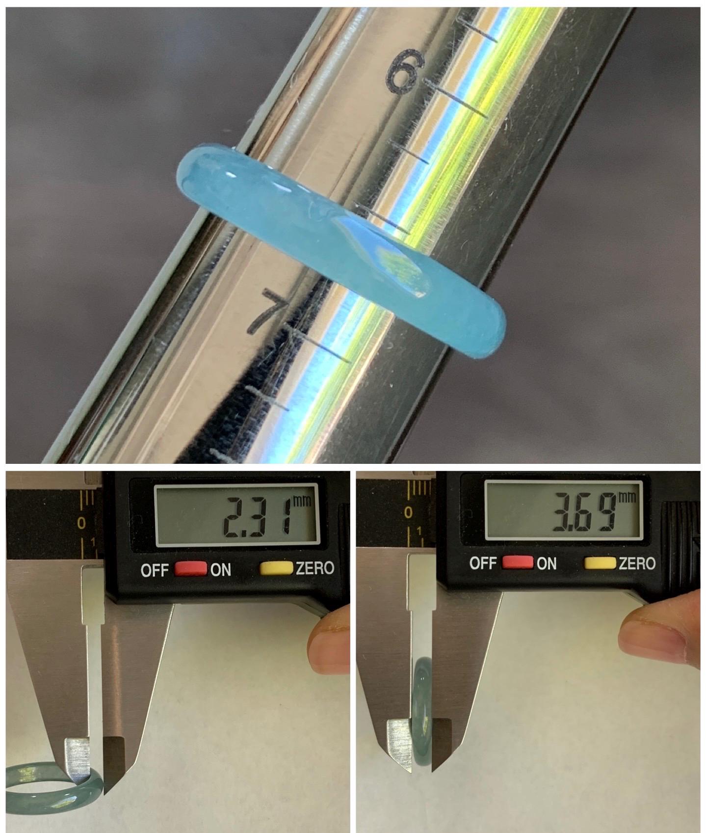Natural Guatemalan Icy Highly Translucent Light Blue Jadeite Band Ring Size 6.5 天然冰危起冰起光浅蓝翡翠戒圈 XDL55C