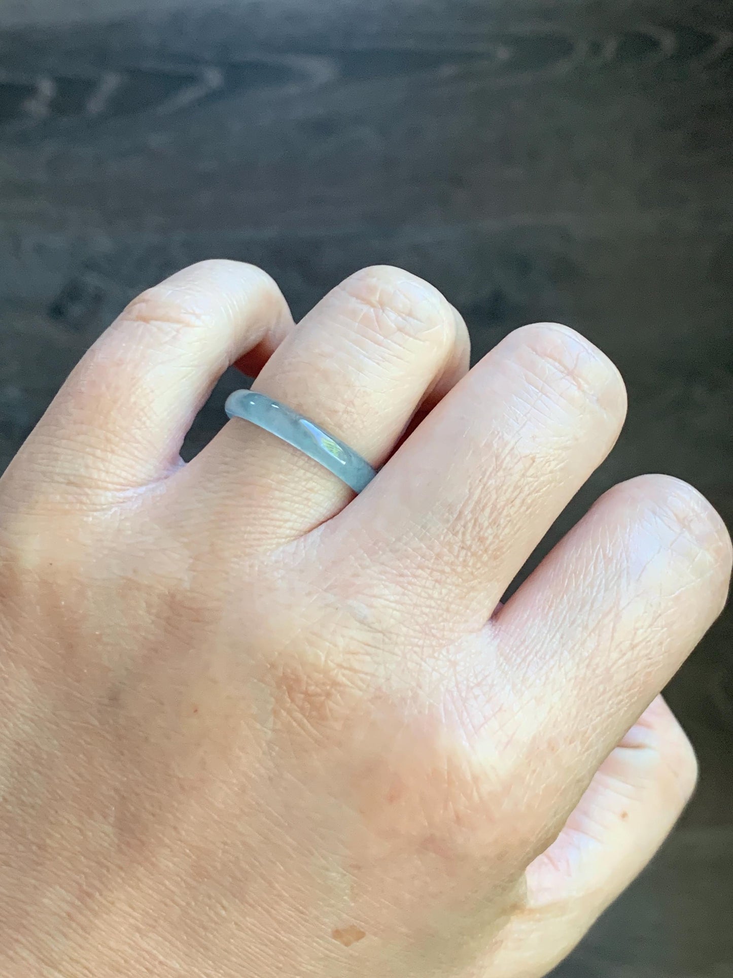 Natural Guatemalan Icy Highly Translucent Light Blue Jadeite Band Ring Size 8 天然冰危起冰起光浅蓝翡翠戒圈 XDL55A