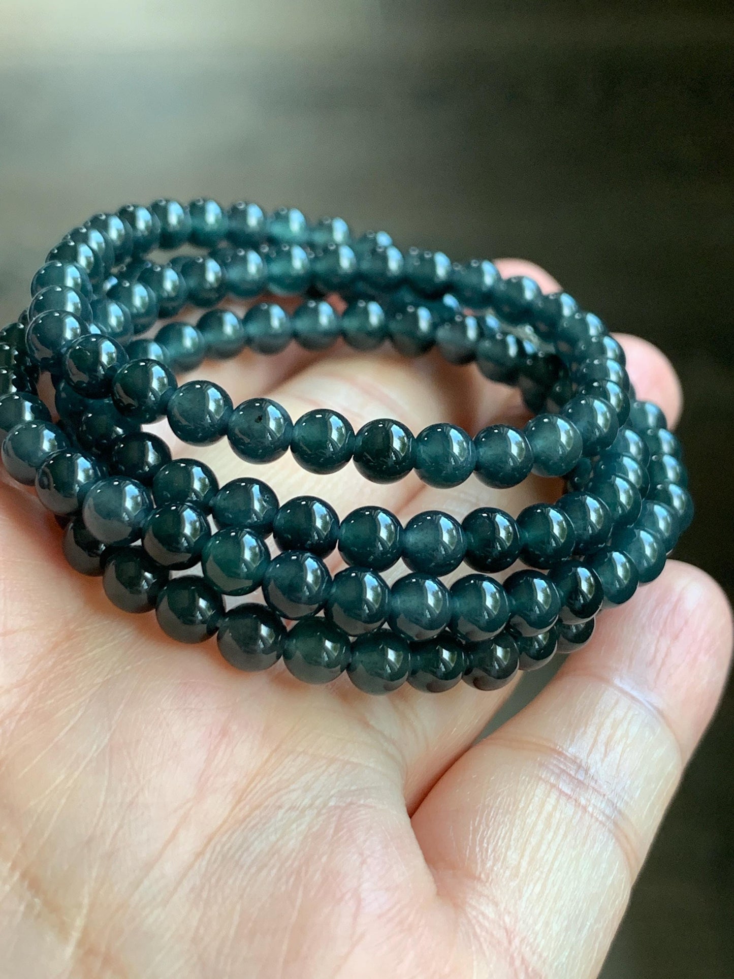 Certified Natural Guatemalan Grade A Icy Highly Translucent Wuji Jadeite Round Beads Beaded Necklace 4.9mm 23.5” 25.55g 天然冰胶危乌鸡翡翠小珠项链 3007