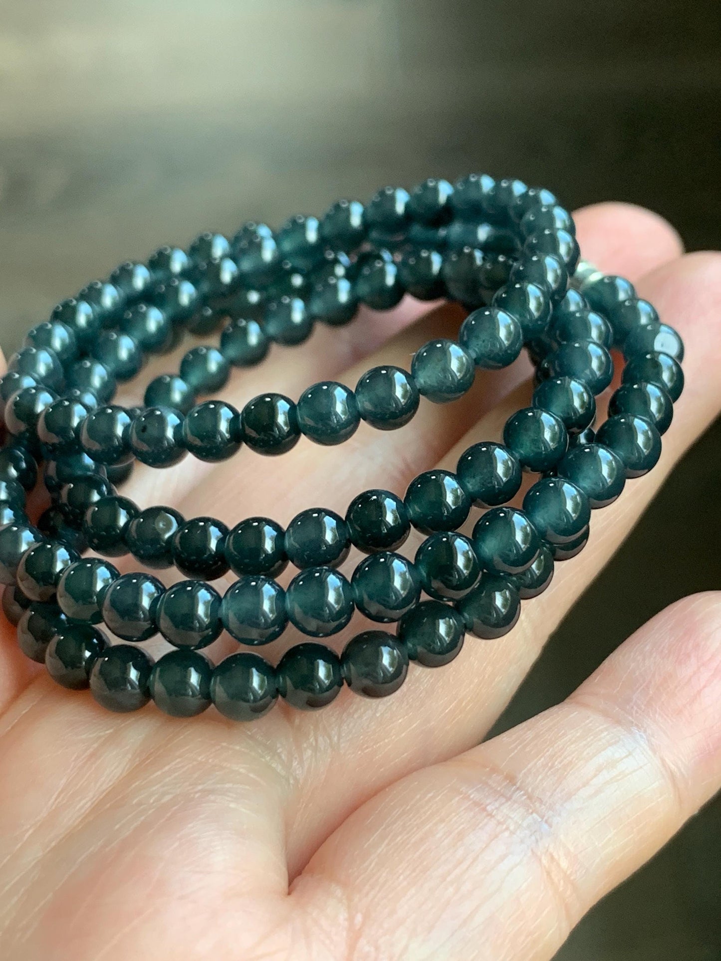 Certified Natural Guatemalan Grade A Icy Highly Translucent Wuji Jadeite Round Beads Beaded Necklace 4.9mm 23.5” 25.55g 天然冰胶危乌鸡翡翠小珠项链 3007