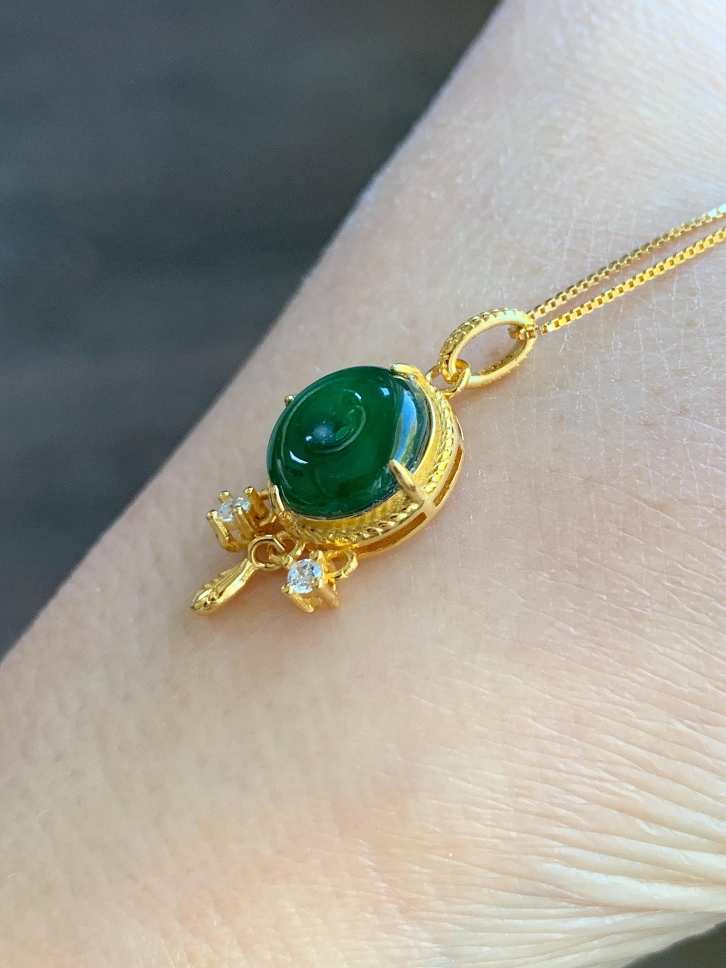 Natural Guatemalan Icy Highly Translucent Vibrant Green Jadeite Ping An Kou Donut Pendant Sterling Silver Yellow Gold Overlay 天然冰危绿翡翠平安扣银镶吊坠