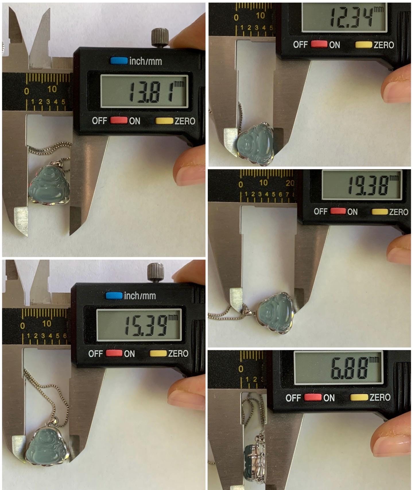 Certified Natural Guatemalan Icy Highly Translucent Light Teal Blue Jadeite Buddha Petite Pendant Sterling Silver 天然老种高冰危蓝绿翡翠起光佛公镶嵌吊坠 3023