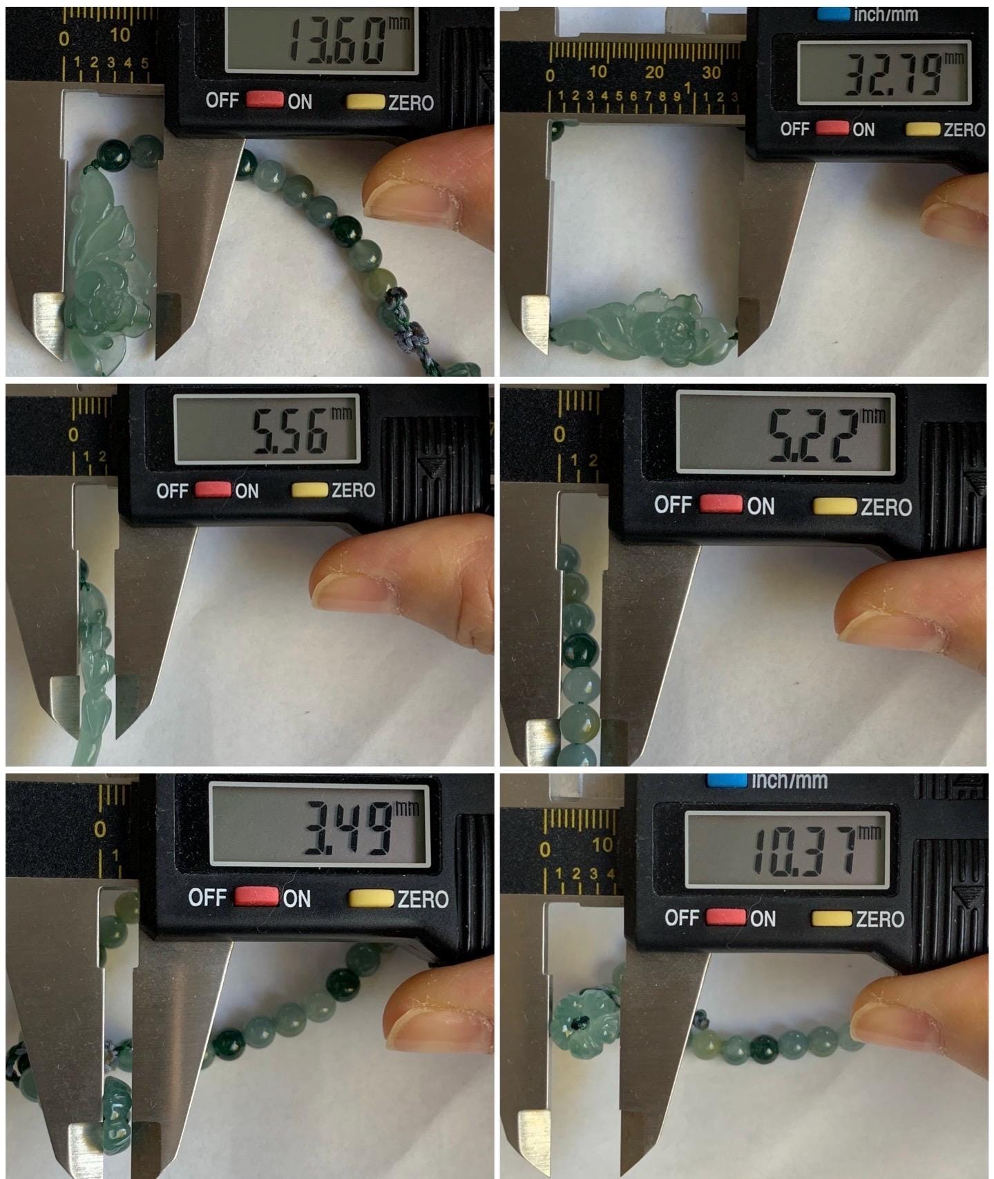 Natural Guatemalan Icy Highly Translucent Light Teal Green Jadeite Lotus Flower Multicolored Beads Beaded Bracelet 6.75” 9g 天然冰危晴色翡翠莲花多宝珠手串