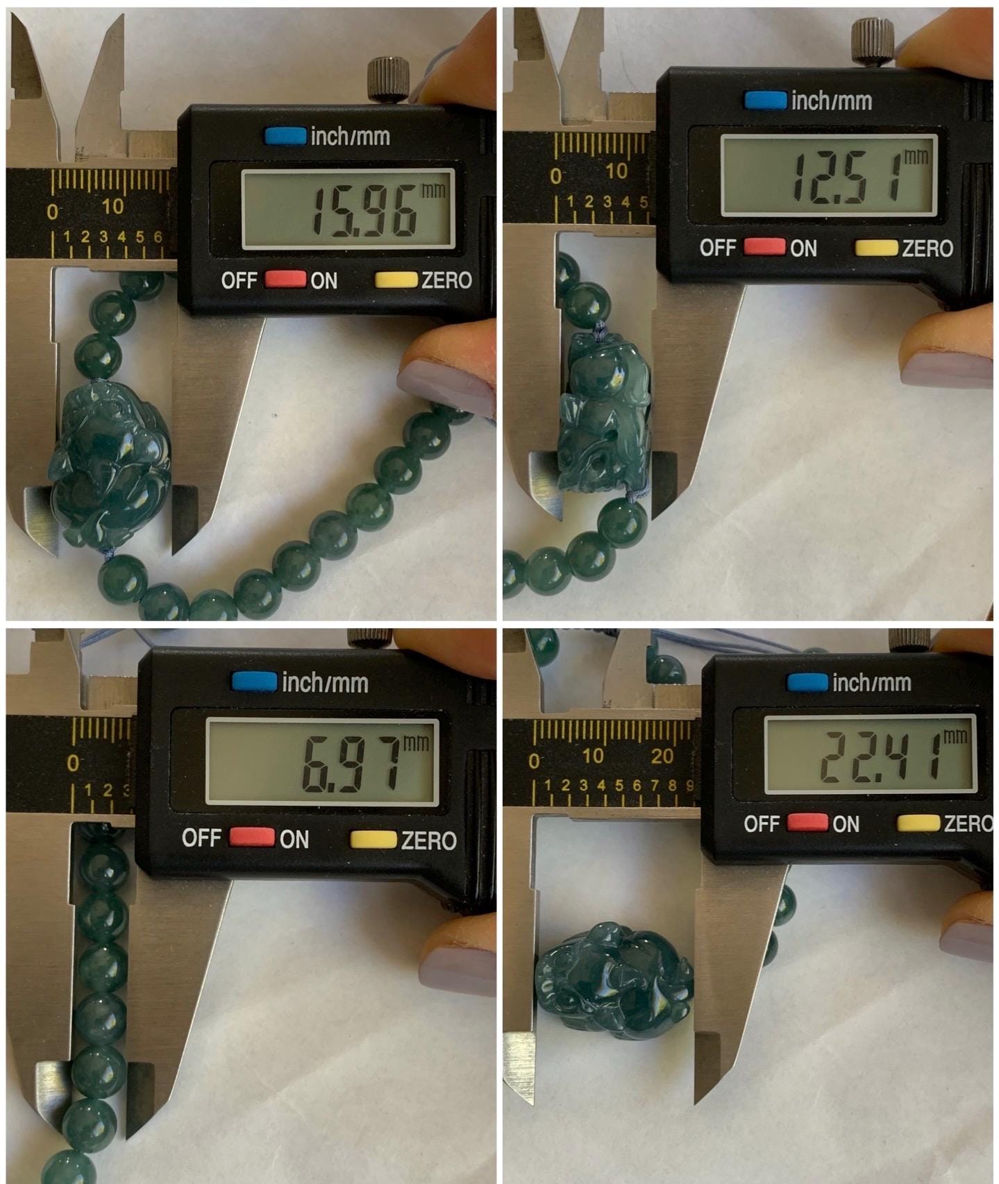 Natural Guatemalan Icy Translucent Gelatinous Dark Blue Jadeite Pixiu Beaded Bracelet 6.9mm 6.75” 21g 天然冰危蓝翡翠貔貅圆珠手串 WXC98Q