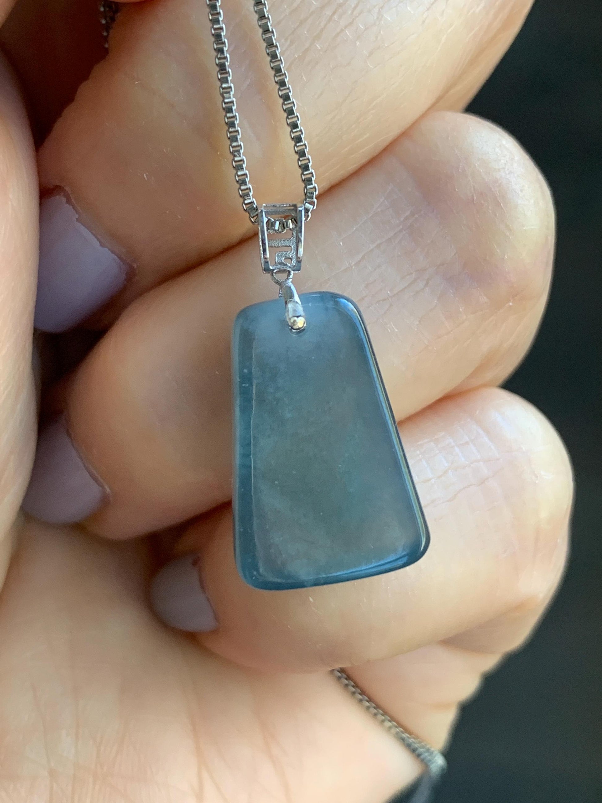 Petite Natural Guatemalan Premium Icy Highly Translucent Gelatinous Blue Jadeite Carved Double Fish Pendant 18K White Gold 天然冰胶危蓝水翡翠双鱼镶嵌吊坠 B
