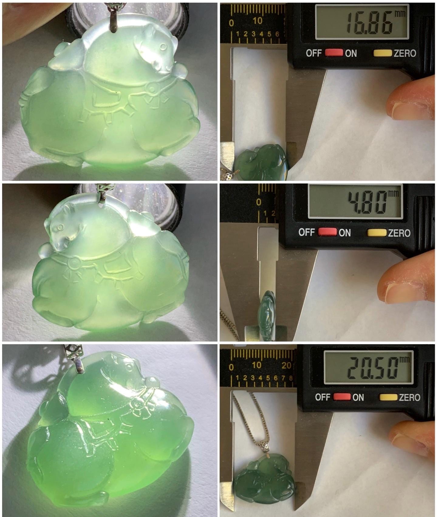 Natural Guatemalan Icy Translucent Gelatinous Teal Green Jadeite Baby Tang Horse Pendant 18K White Gold 3g 天然冰胶危蓝绿翡翠小唐马镶嵌吊坠 XDW72C