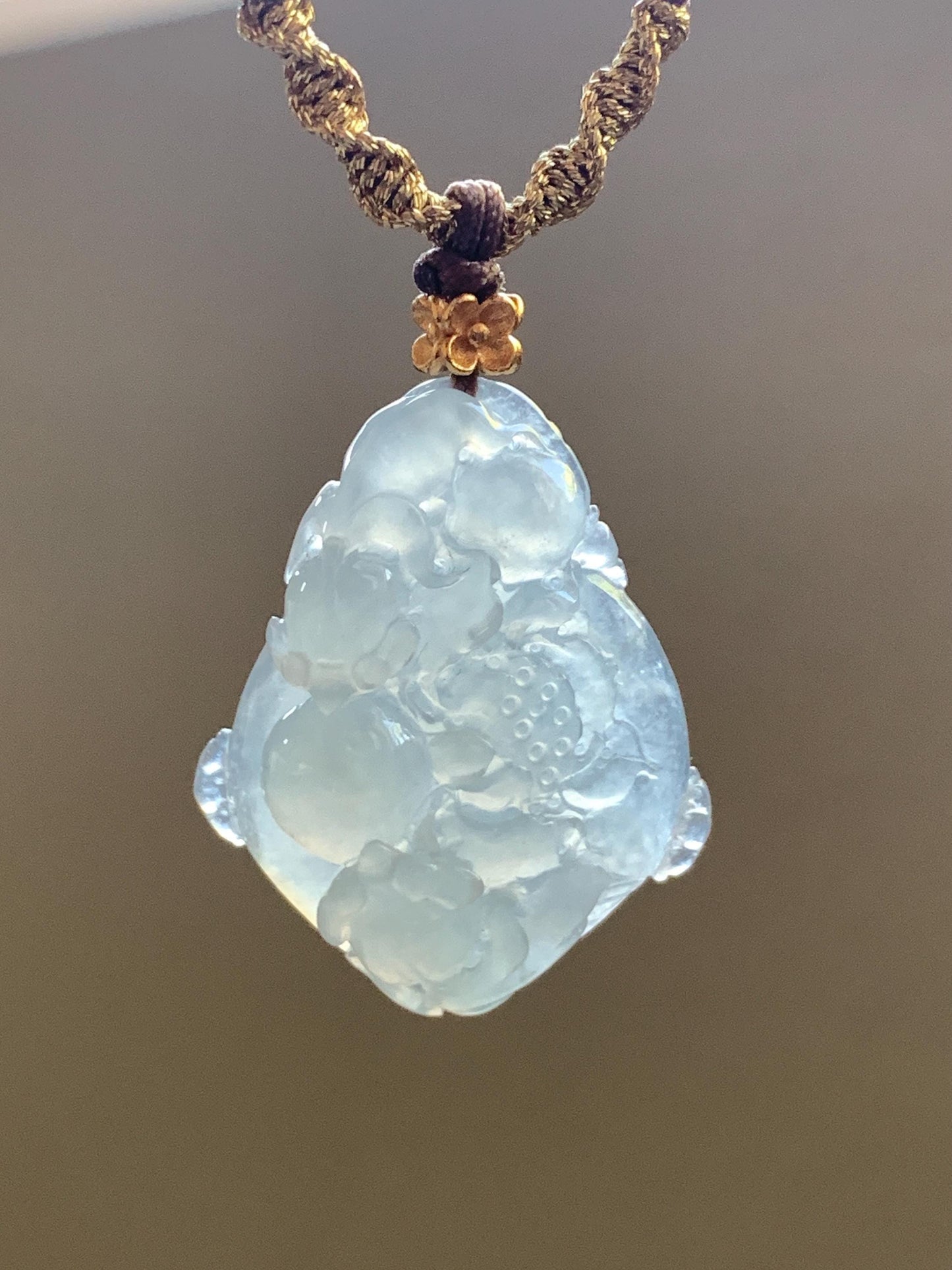 Natural Burmese Premium Icy Translucent Jadeite Lotus Flower Goldfish Ping An Kou Donut Necklace Sterling Silver 8g 天然缅甸老种白冰胶起光翡翠莲花鱼平安扣吊坠