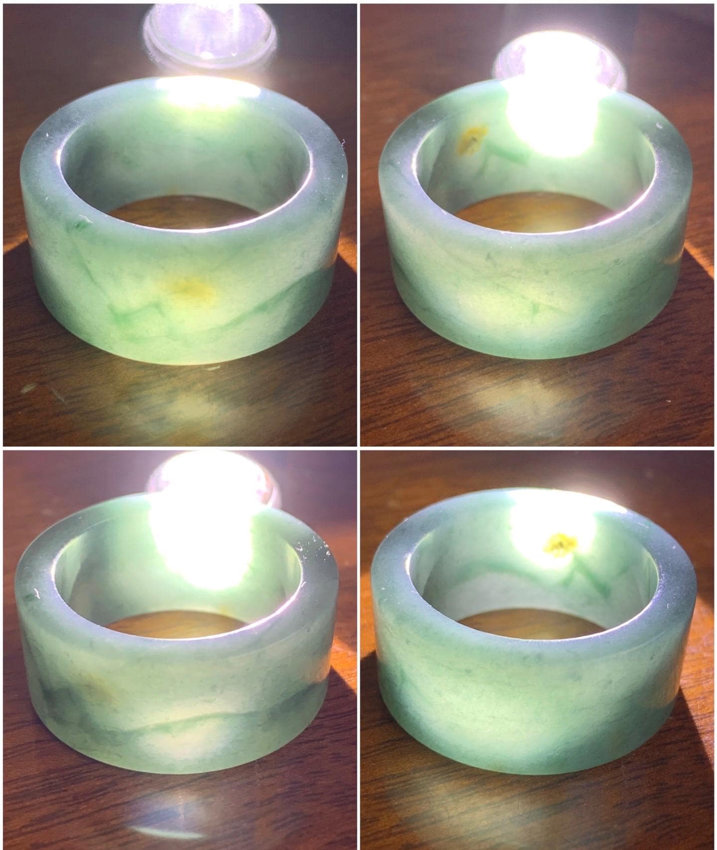 Natural Guatemalan Icy Translucent Dark Dusty Blue Jadeite Wide Banzhi Band Ring Size 12.5 12g 天然危淡深蓝翡翠扳指戒圈