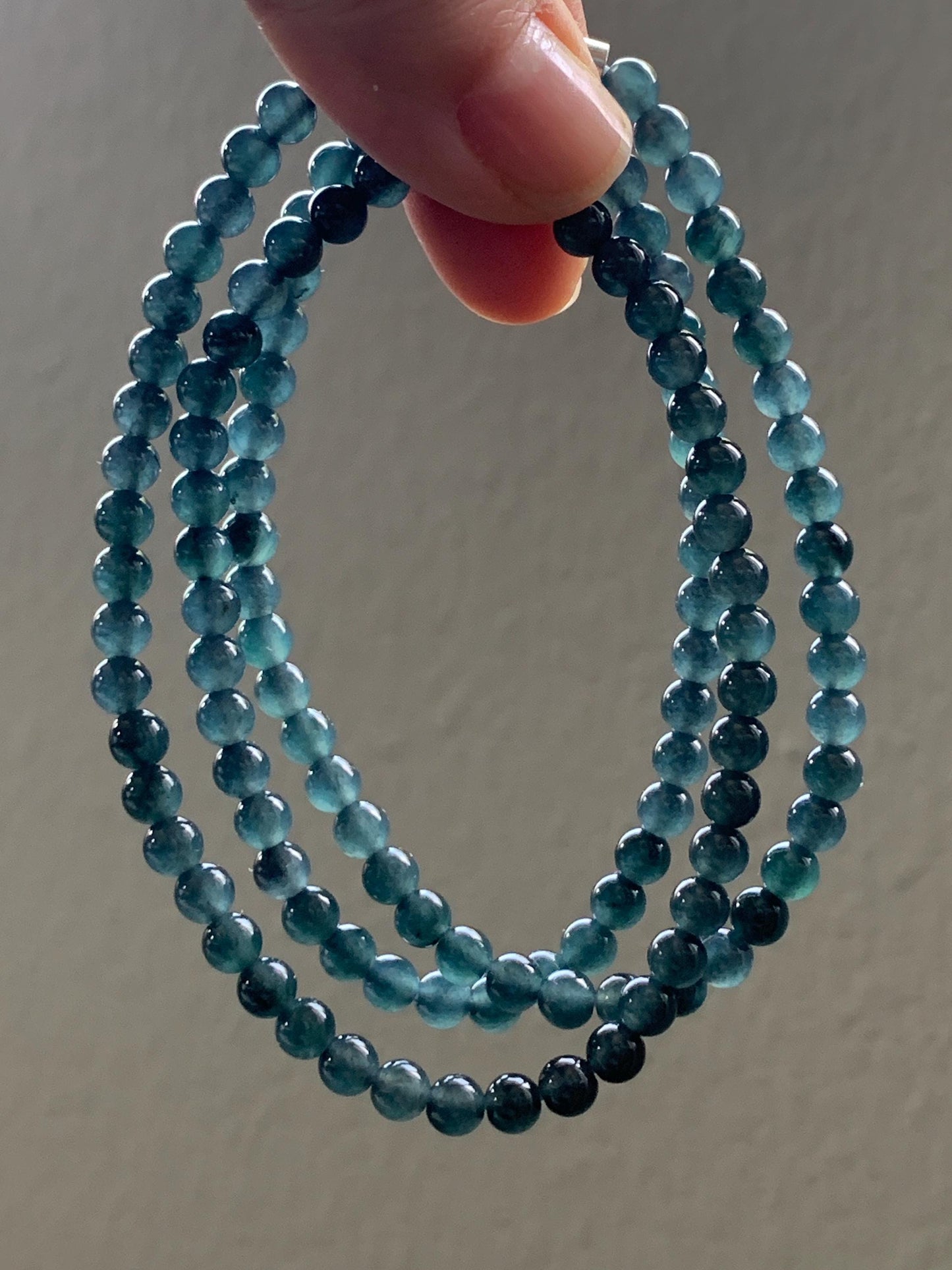Certified Natural Guatemalan Grade A Icy Highly Translucent Wuji Jadeite Round Beads Beaded Necklace 4.9mm 23.5” 25.55g 天然冰胶危乌鸡翡翠小珠项链 3007