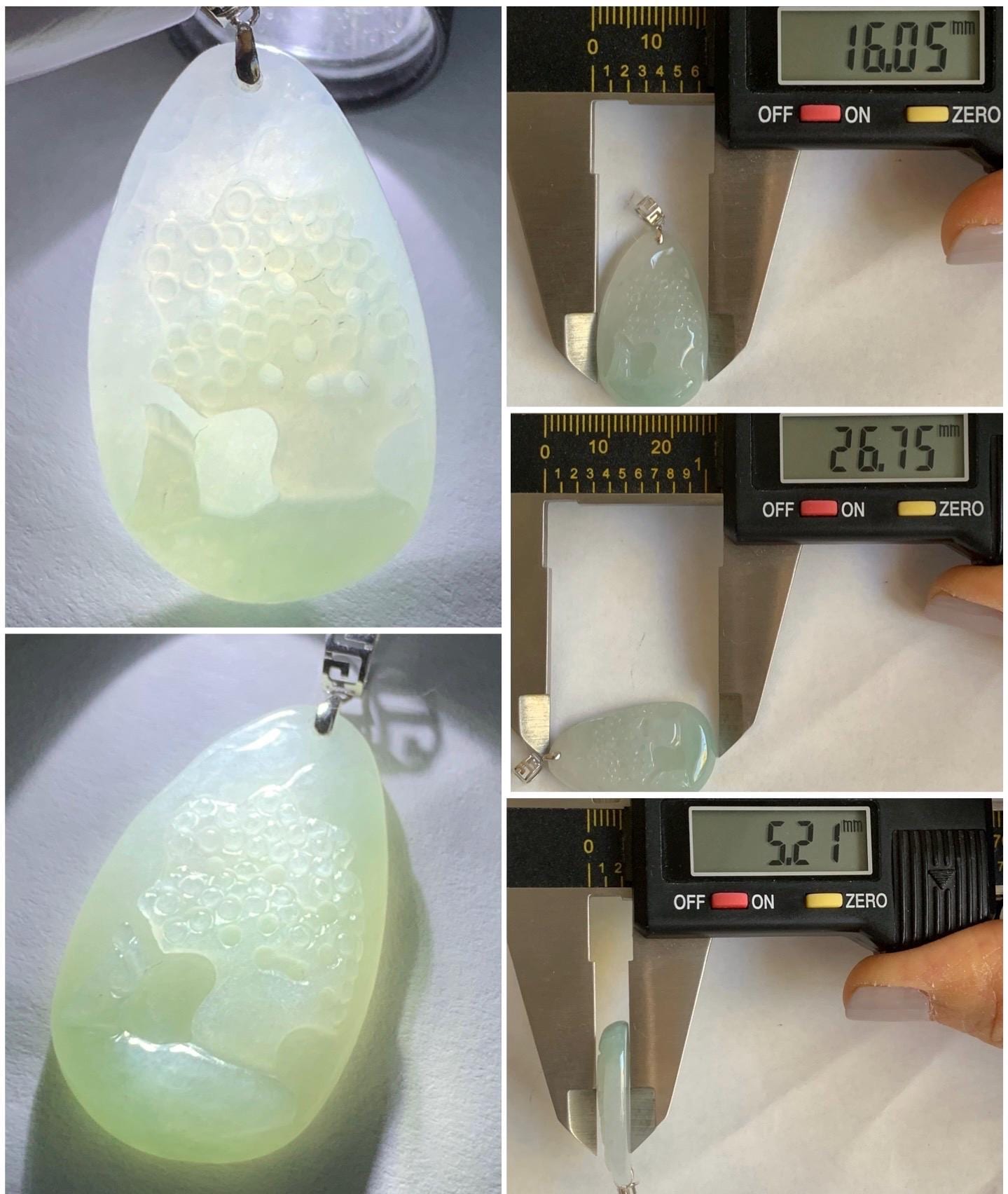 Natural Burmese Icy Translucent Gelatinous Light Green Jadeite Shan Shui Pai Landscape Scenery Pendant 18K White Gold 4g 天然缅甸冰晴底翡翠迷你山水牌镶嵌吊坠