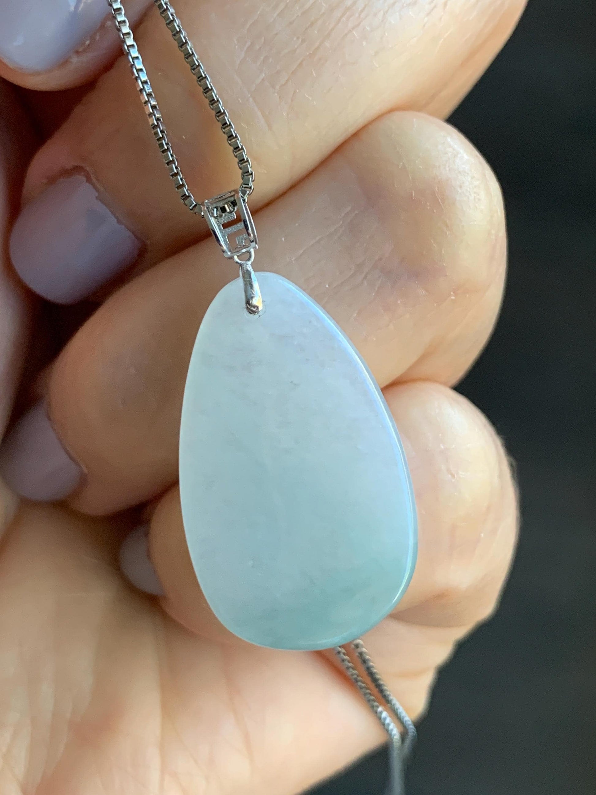 Natural Burmese Icy Translucent Gelatinous Light Green Jadeite Shan Shui Pai Landscape Scenery Pendant 18K White Gold 4g 天然缅甸冰晴底翡翠迷你山水牌镶嵌吊坠