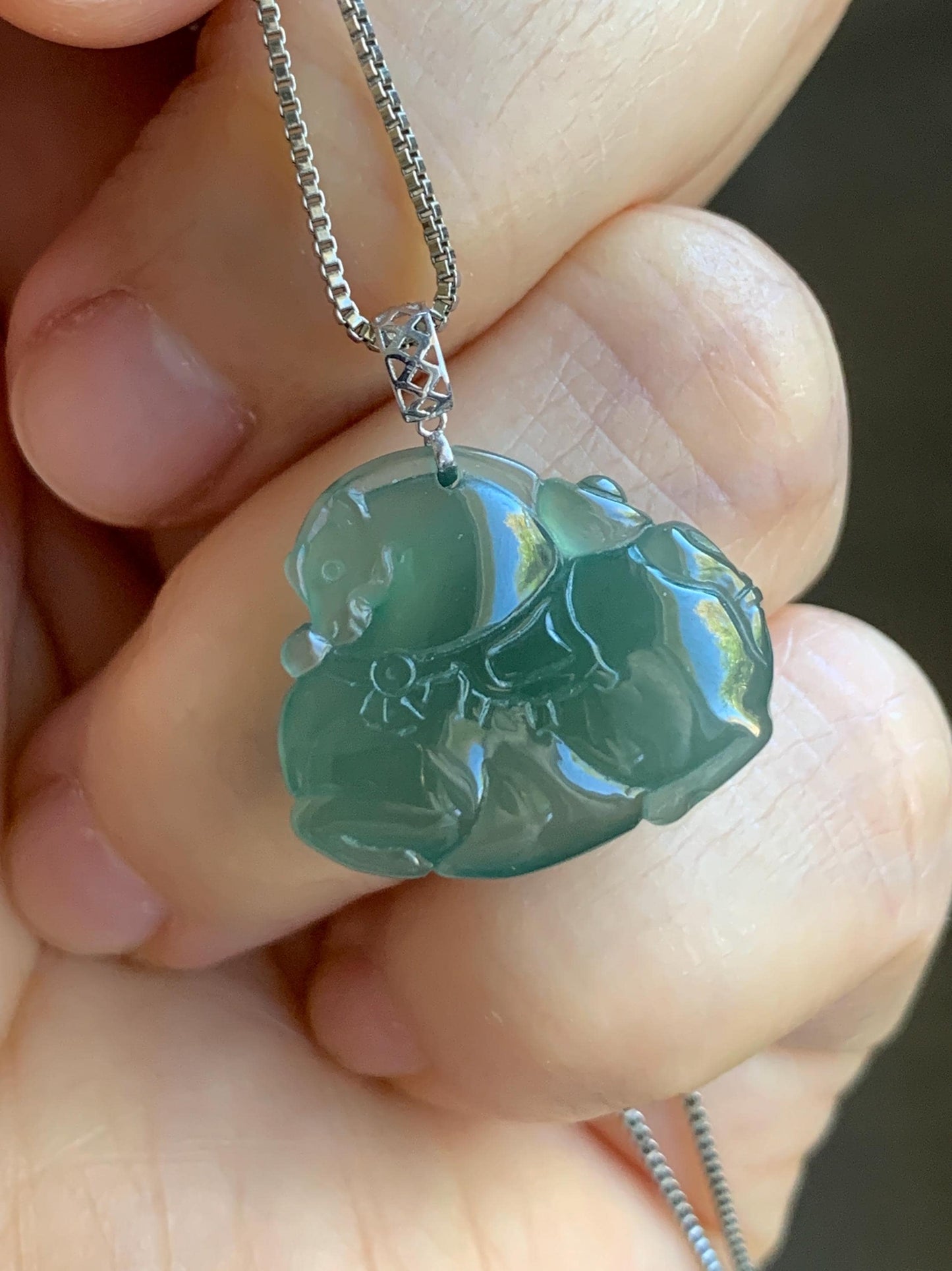 Natural Guatemalan Icy Translucent Gelatinous Teal Green Jadeite Baby Tang Horse Pendant 18K White Gold 3g 天然冰胶危蓝绿翡翠小唐马镶嵌吊坠 XDW72C