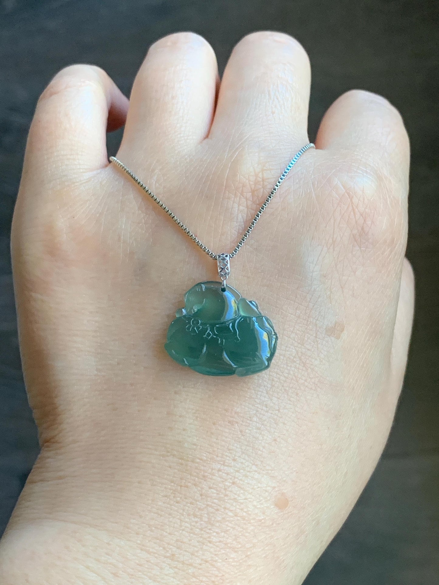 Natural Guatemalan Icy Translucent Gelatinous Teal Green Jadeite Baby Tang Horse Pendant 18K White Gold 3g 天然冰胶危蓝绿翡翠小唐马镶嵌吊坠 XDW72C