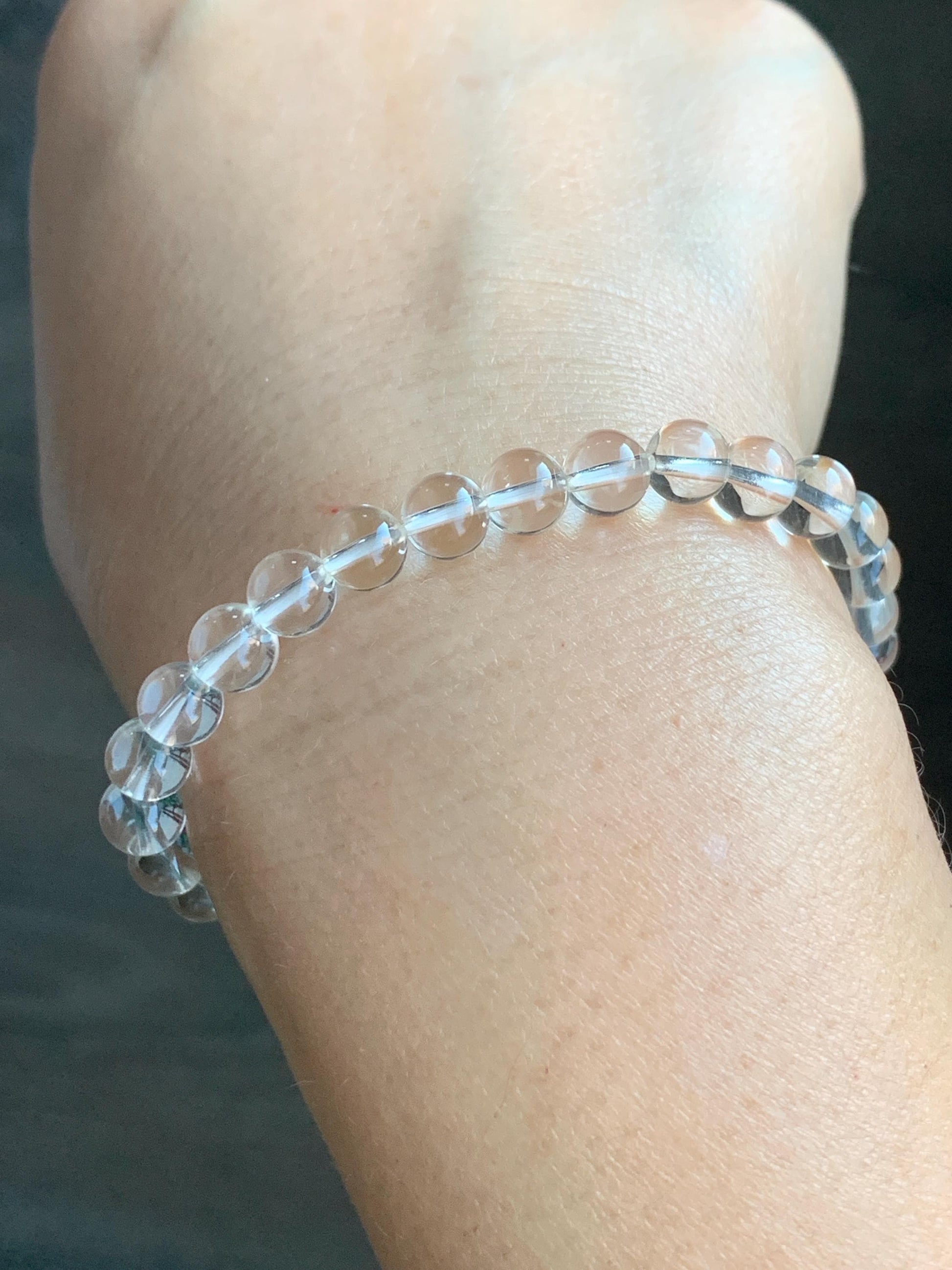 Natural Icy Transparent White Quartz Round Beads Beaded Bracelet Stretchy 6mm 6.5” 9g 天然冰透白水晶圆珠手串