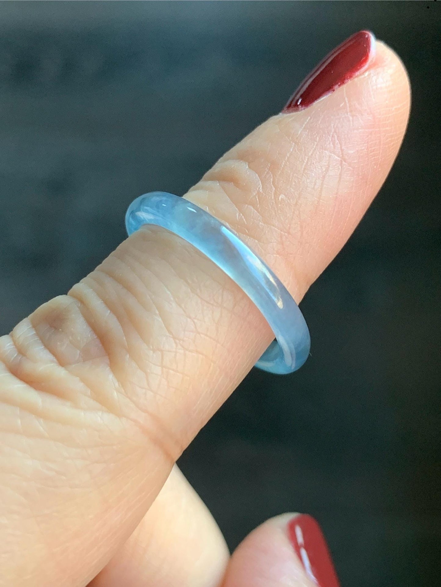 Stunning Natural Guatemalan Icy Highly Translucent Light Purplish Blue Jadeite Band Ring Size 7.25 天然冰危起冰起光淡蓝紫翡翠戒圈 XQ124A