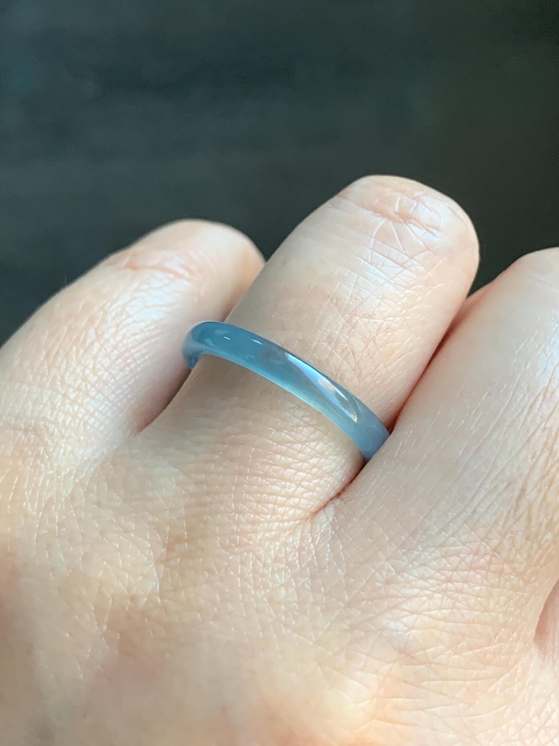 Stunning Natural Guatemalan Icy Highly Translucent Light Purplish Blue Jadeite Band Ring Size 8.25 天然冰危起冰起光淡蓝紫翡翠戒圈 XQ124B