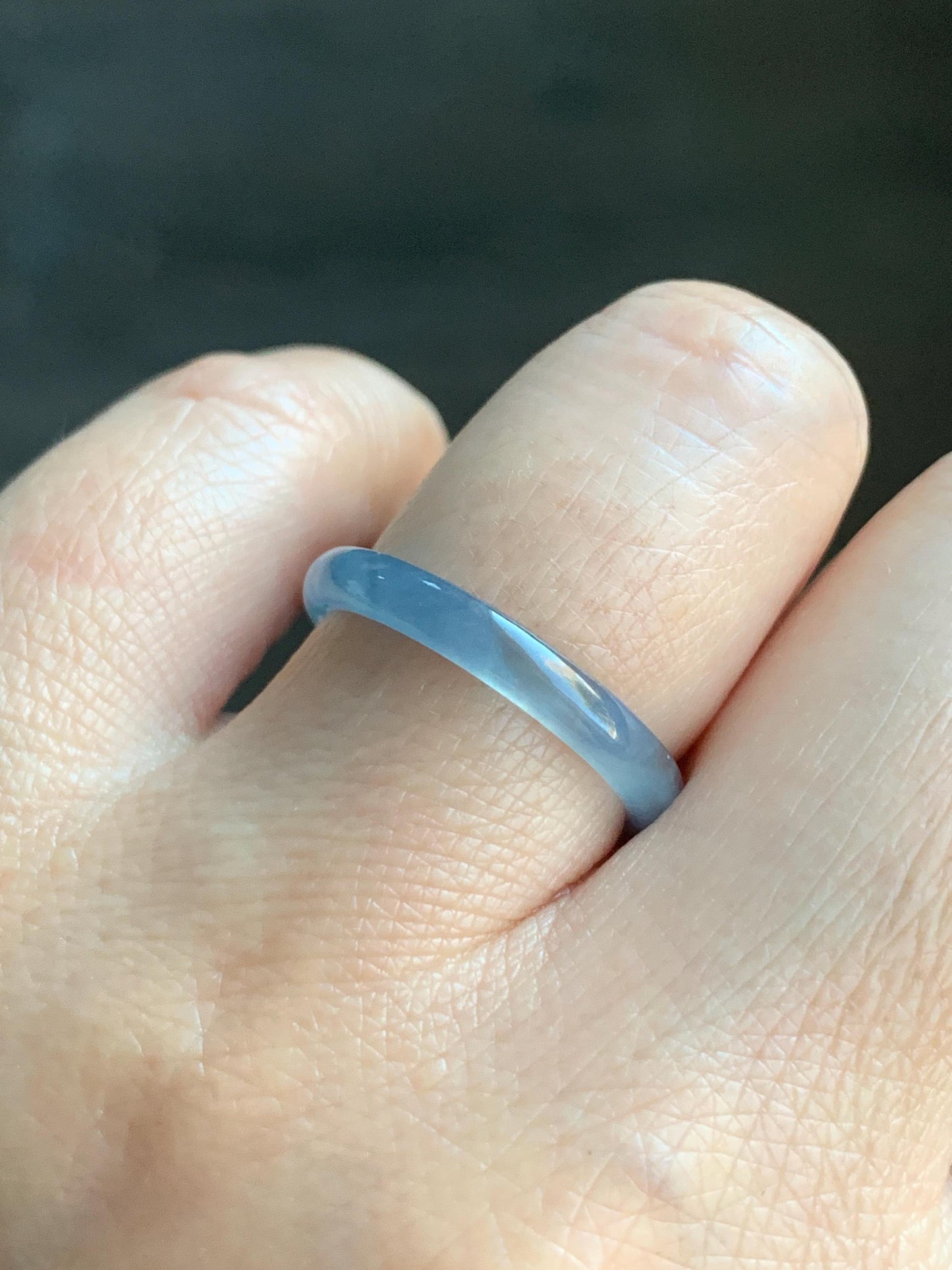 Stunning Natural Guatemalan Icy Highly Translucent Light Purplish Blue Jadeite Band Ring Size 7.75 天然冰危起冰起光淡蓝紫翡翠戒圈 XQ124C