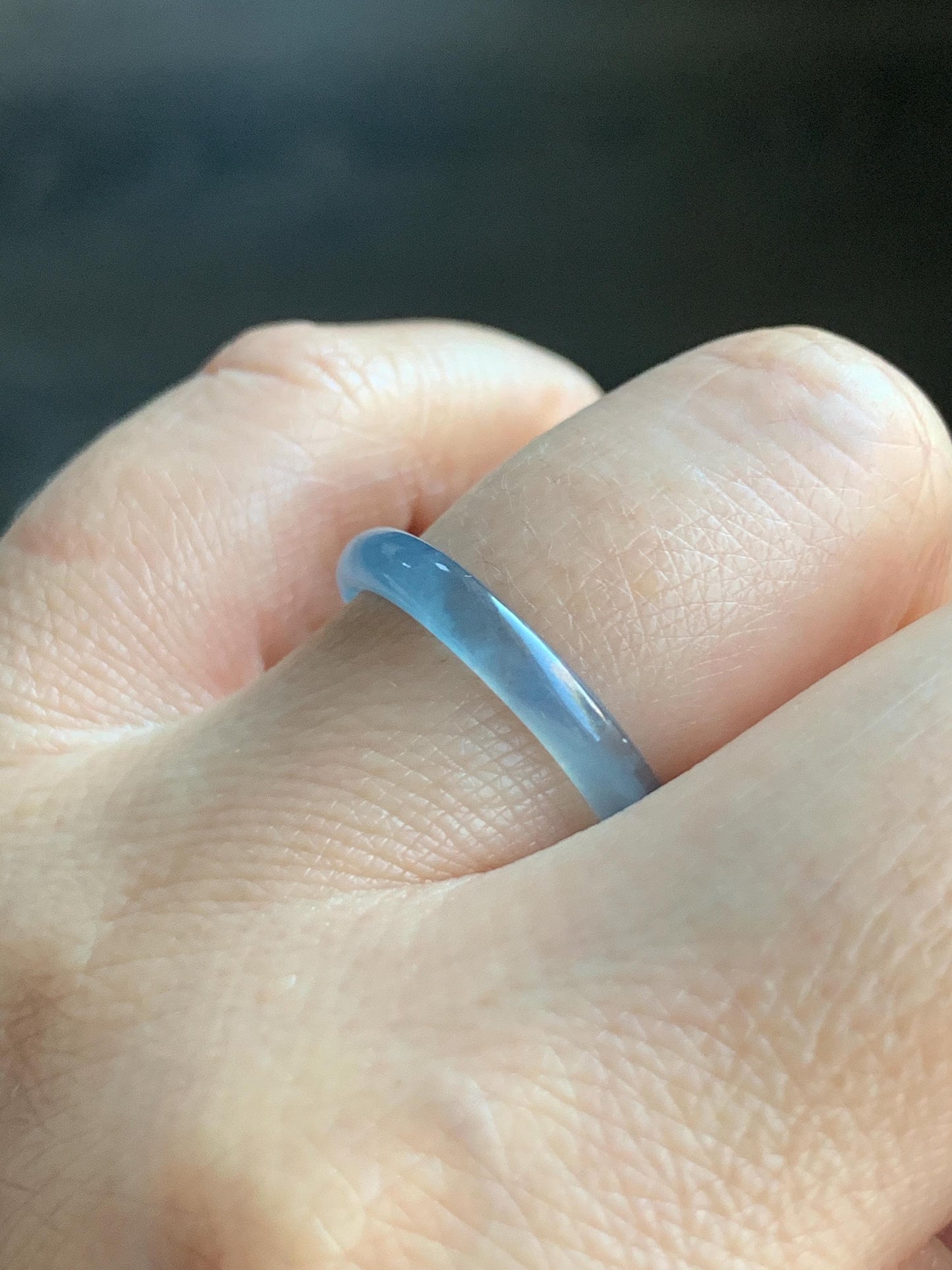 Stunning Natural Guatemalan Icy Highly Translucent Light Purplish Blue Jadeite Band Ring Size 7.75 天然冰危起冰起光淡蓝紫翡翠戒圈 XQ124C