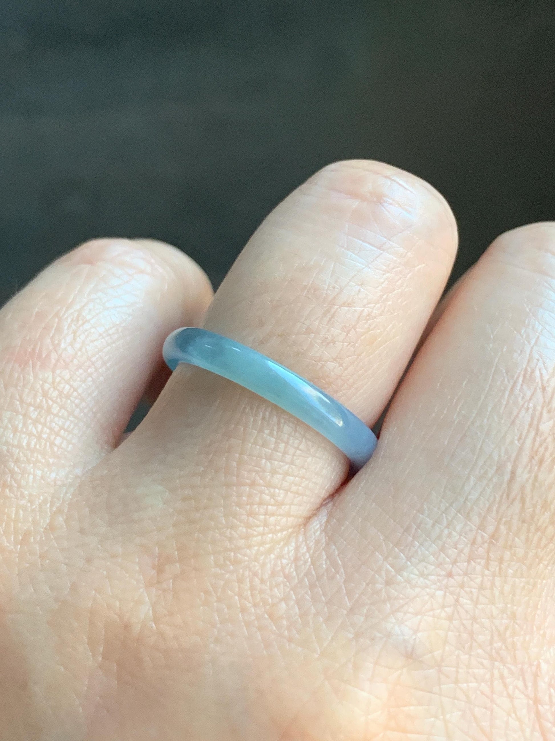 Stunning Natural Guatemalan Icy Highly Translucent Light Purplish Blue Jadeite Band Ring Size 7.75 天然冰危起冰起光淡蓝紫翡翠戒圈 XQ124C