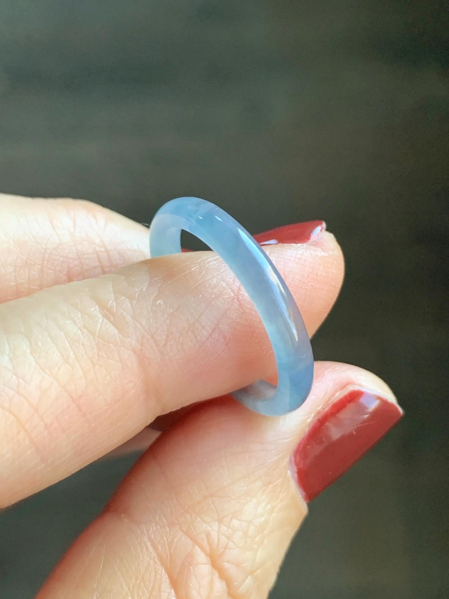 Stunning Natural Guatemalan Icy Highly Translucent Light Purplish Blue Jadeite Band Ring Size 7.75 天然冰危起冰起光淡蓝紫翡翠戒圈 XQ124C