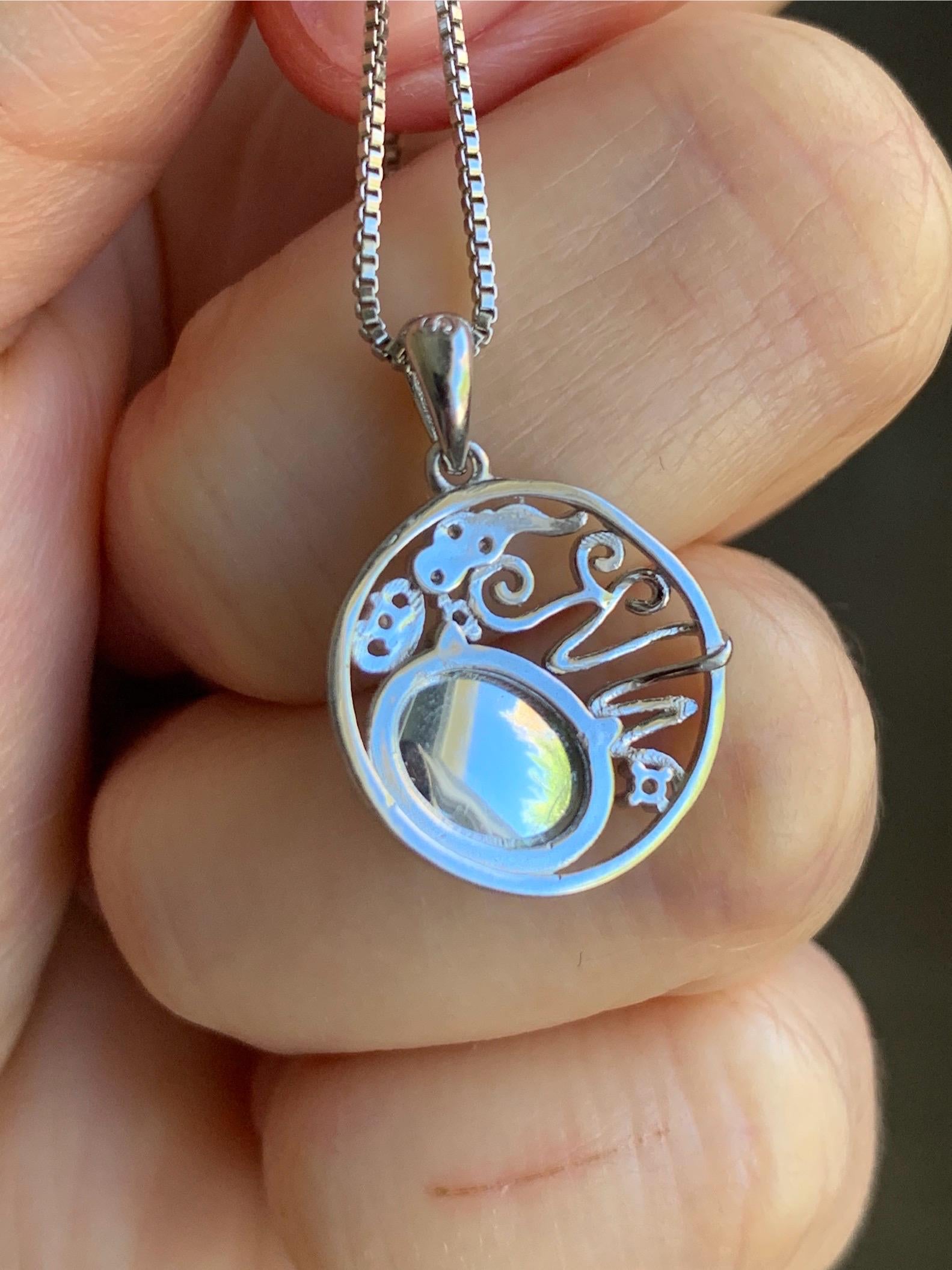 Natural Guatemalan Icy Translucent Light Blue Jadeite Circle Pendant S925 Sterling Silver 天然冰危蓝翡翠银镶吊坠
