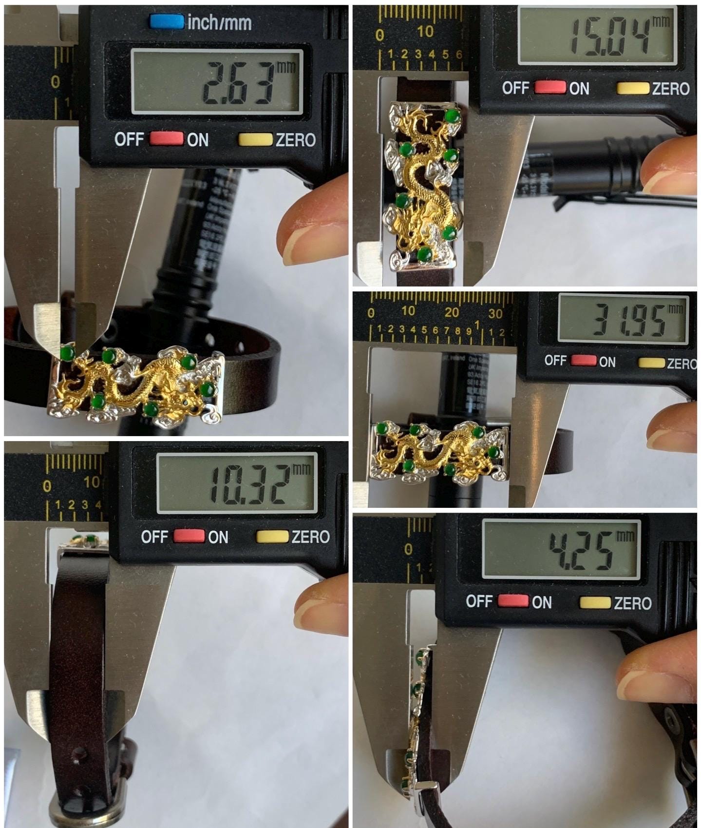 Natural Guatemalan Icy Translucent Vibrant Green Jadeite Dragon Buckle Bracelet Sterling Silver Adjustable 6”-8” 天然冰危绿翡翠银镶手牌手表镯