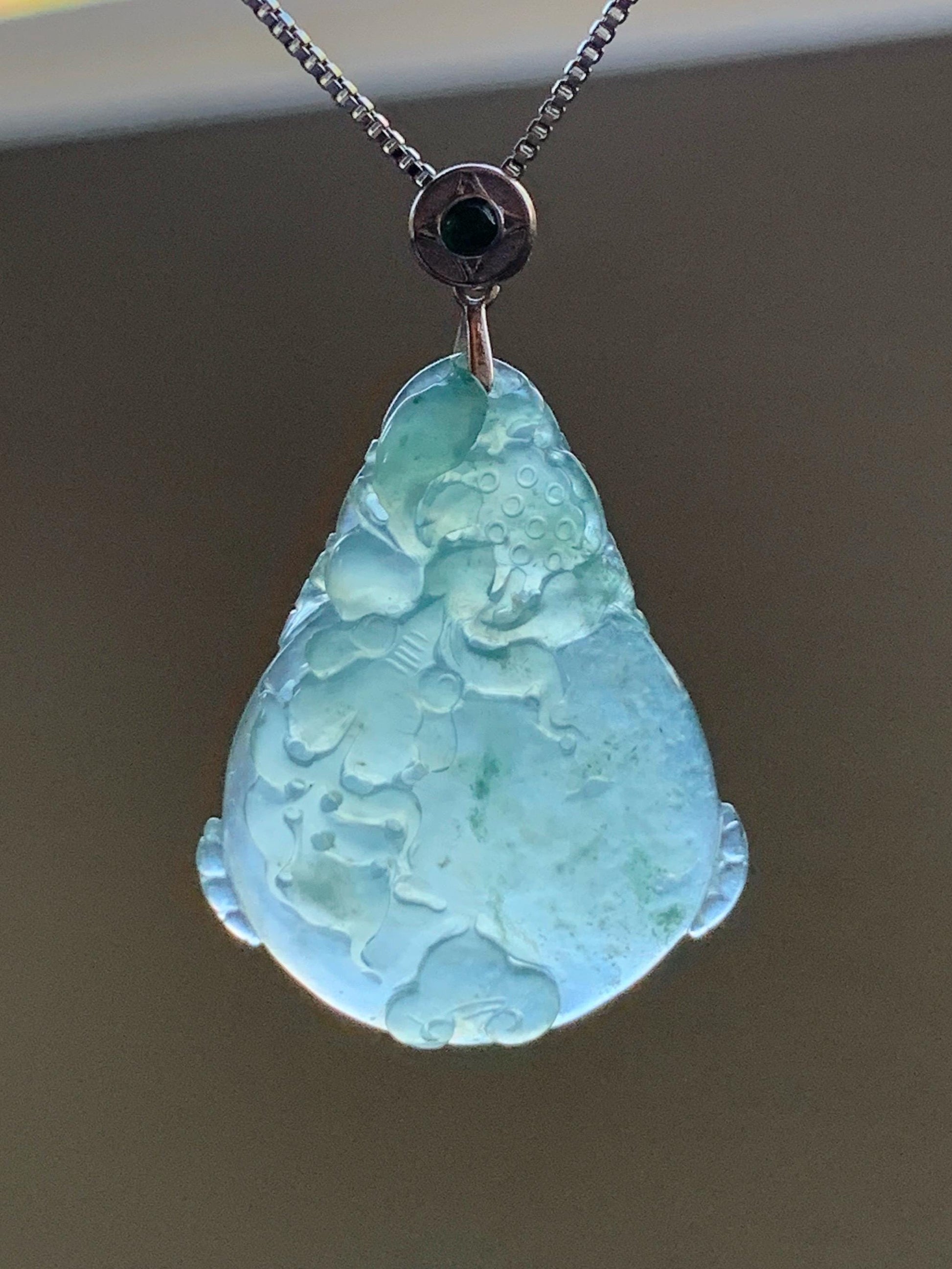 Certified Natural Burmese Premium Icy Light Green Jadeite Lotus Flower Goldfish Ping An Kou Donut Pendant Sterling Silver 天然缅甸冰胶起光晴底翡翠莲花鱼吊坠