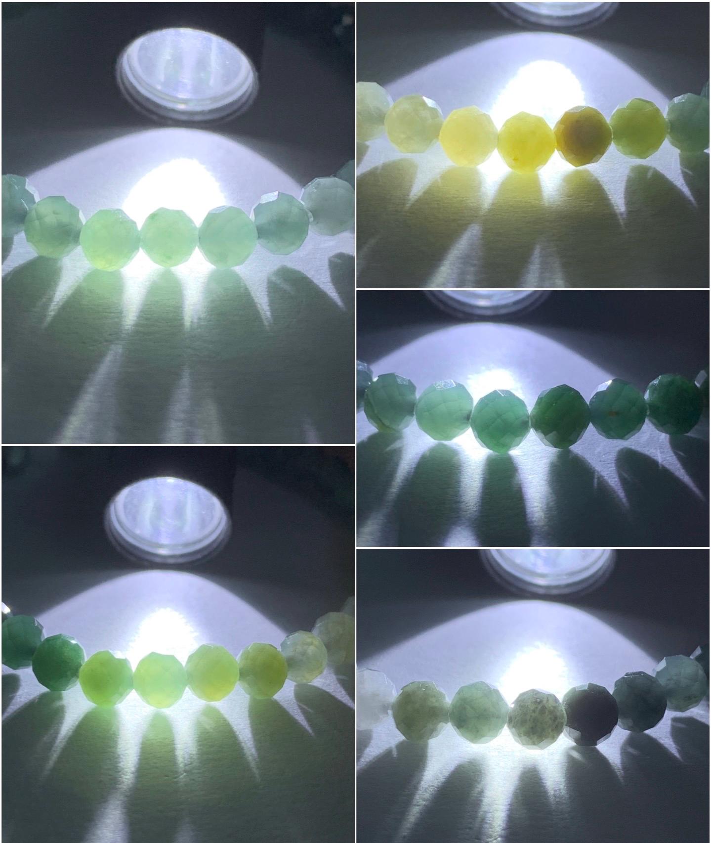 Natural Guatemalan Icy Translucent Multicolored Jadeite Faceted Round Beads Beaded Bracelet Stretchy 5.5mm 7” 8g 天然冰危多宝马色翡翠切割面圆珠手串