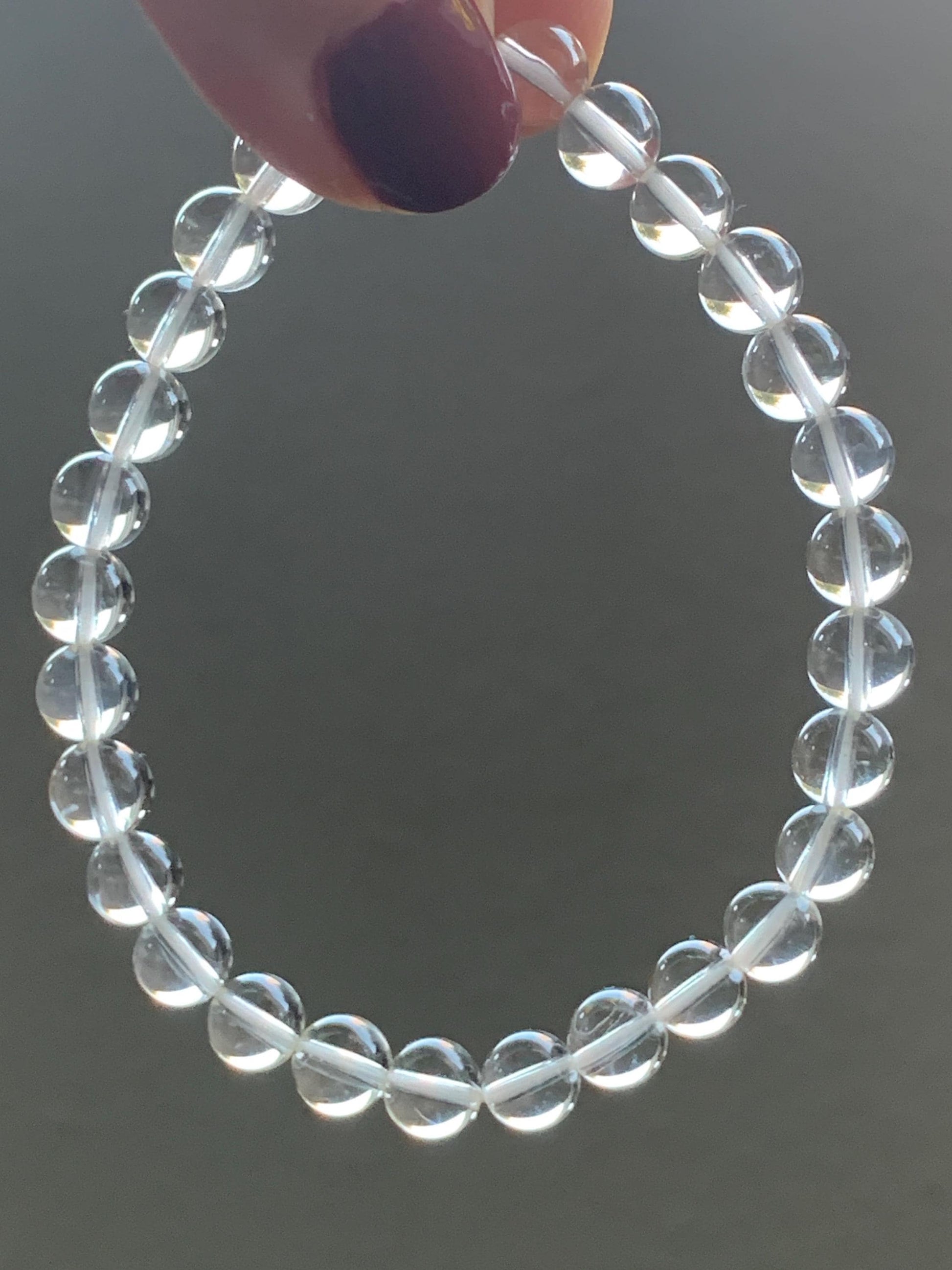 Natural Icy Transparent White Quartz Round Beads Beaded Bracelet Stretchy 6mm 6.5” 9g 天然冰透白水晶圆珠手串